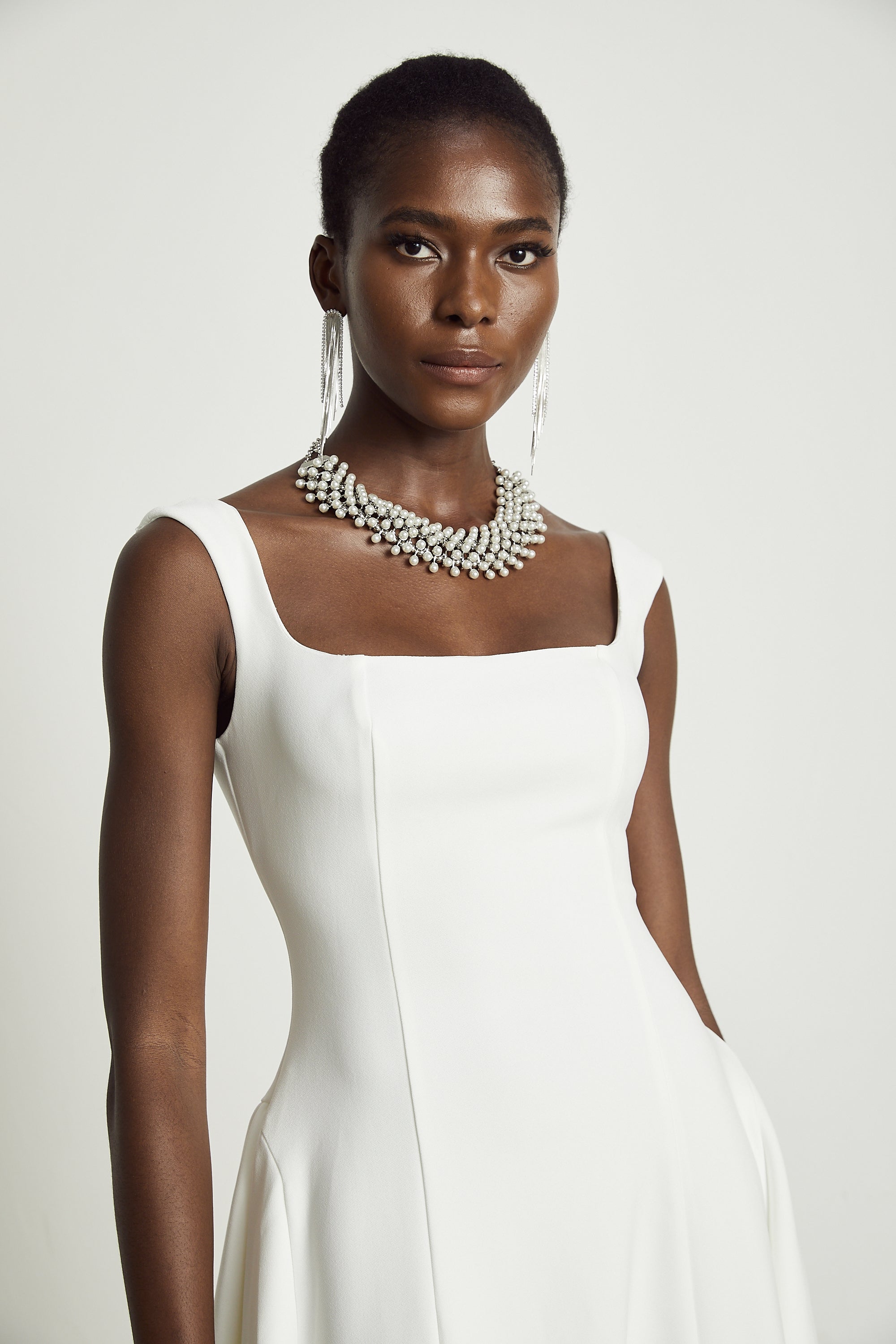 Thala white pleated flared midi dress (Final Sale-US Only)