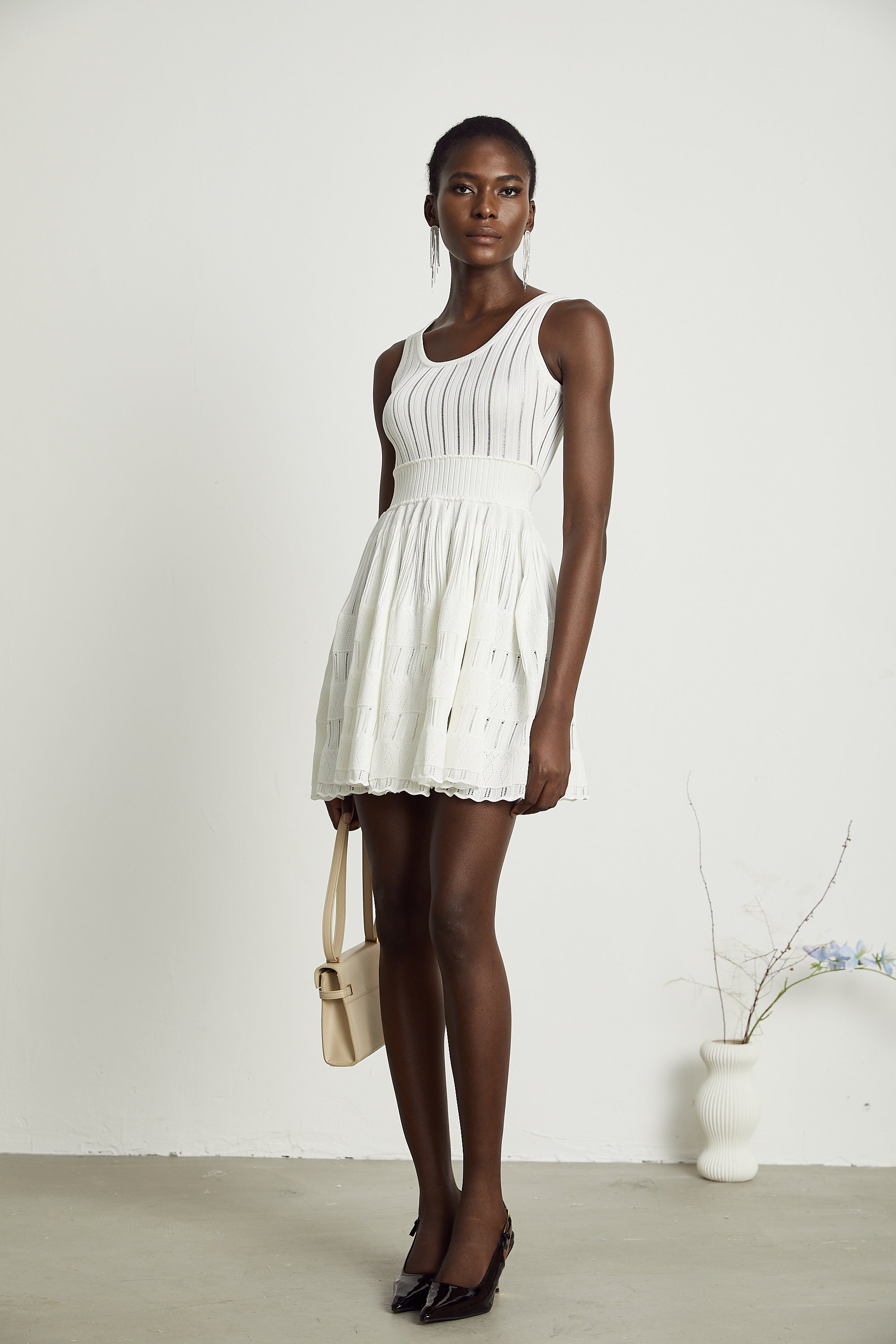 Noémie white cut-out pleated mini dress (Final Sale-US Only)