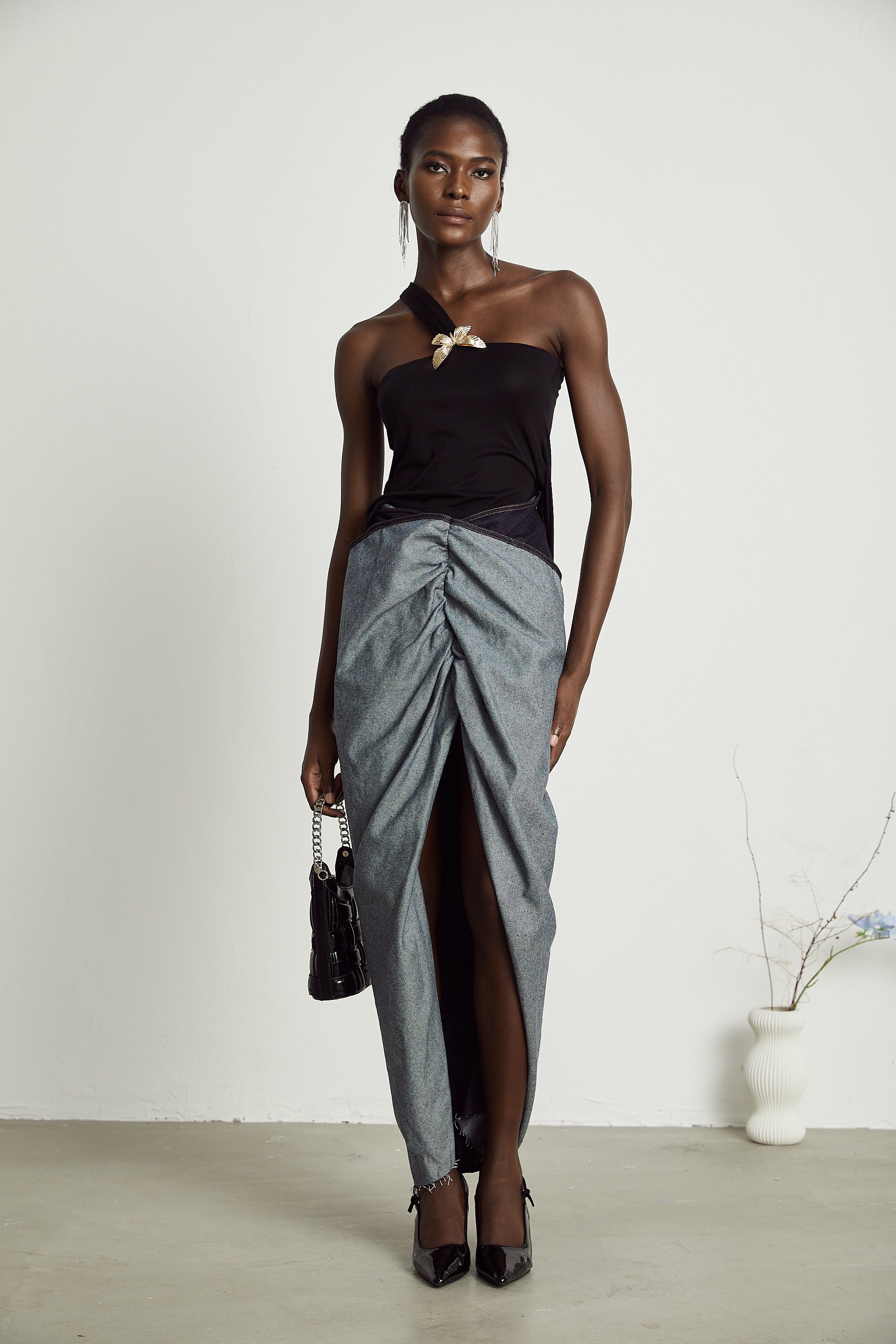Katherine draped denim skirt (US Only)