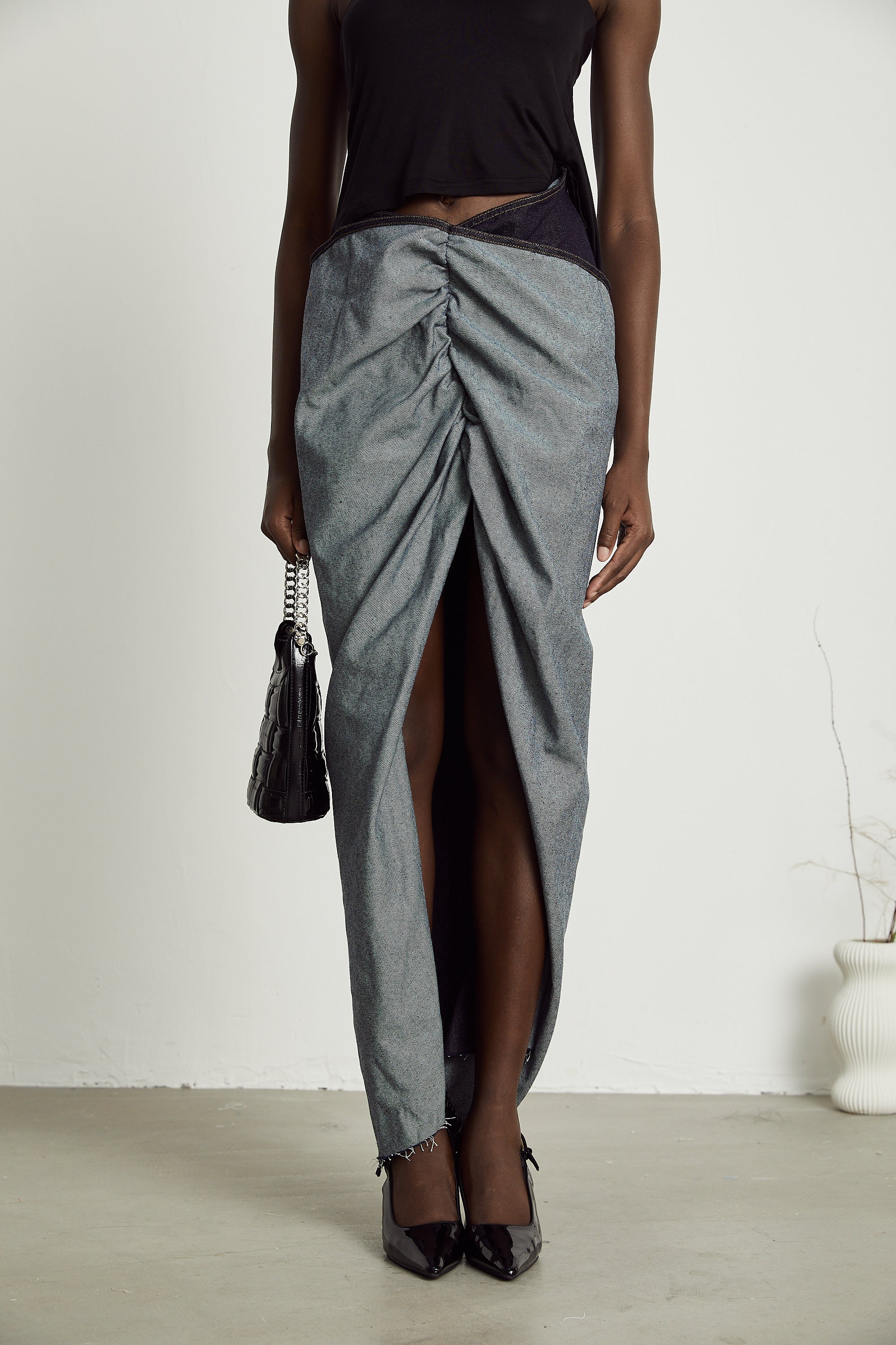 Katherine draped denim skirt (US Only)