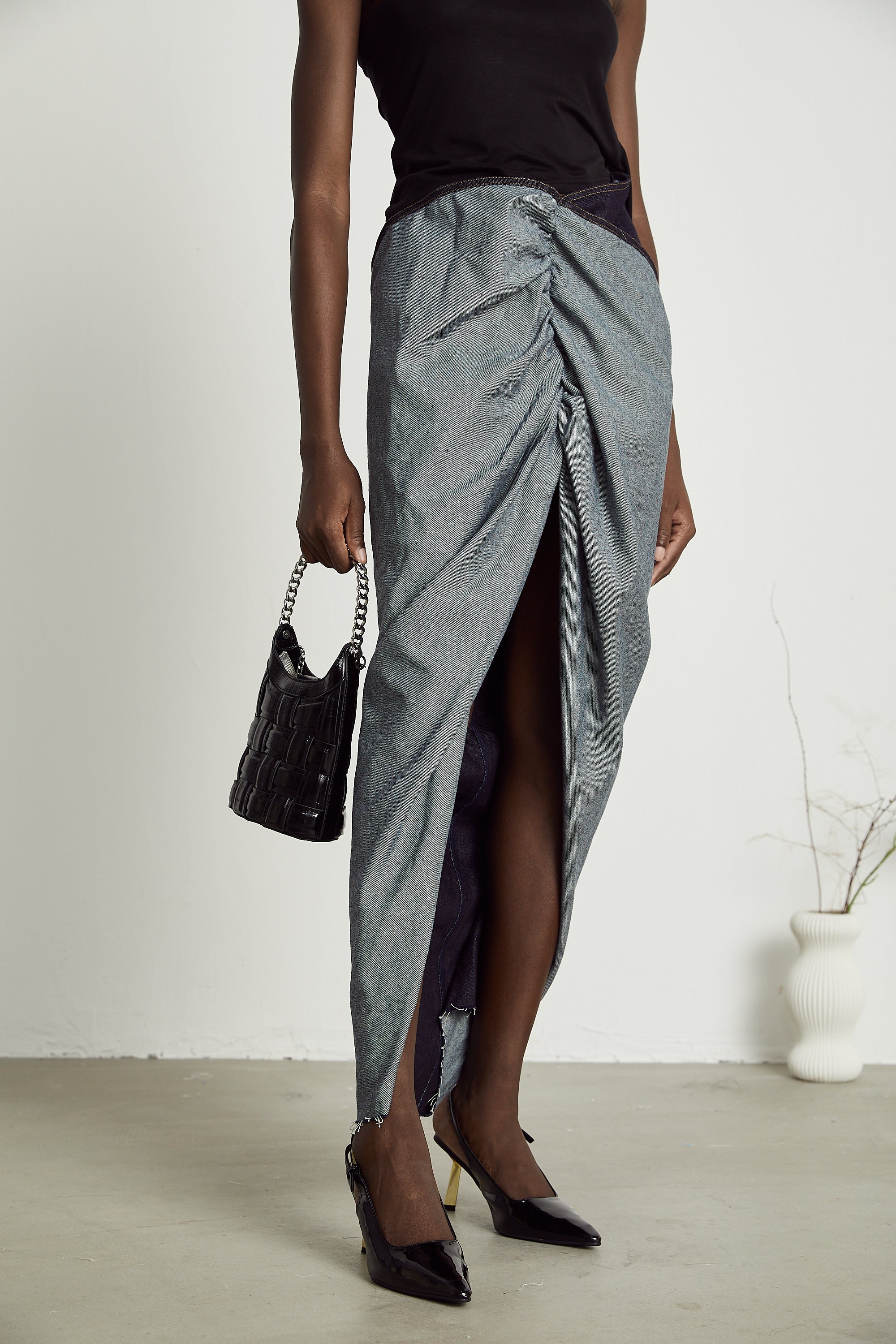 Katherine draped denim skirt (US Only)