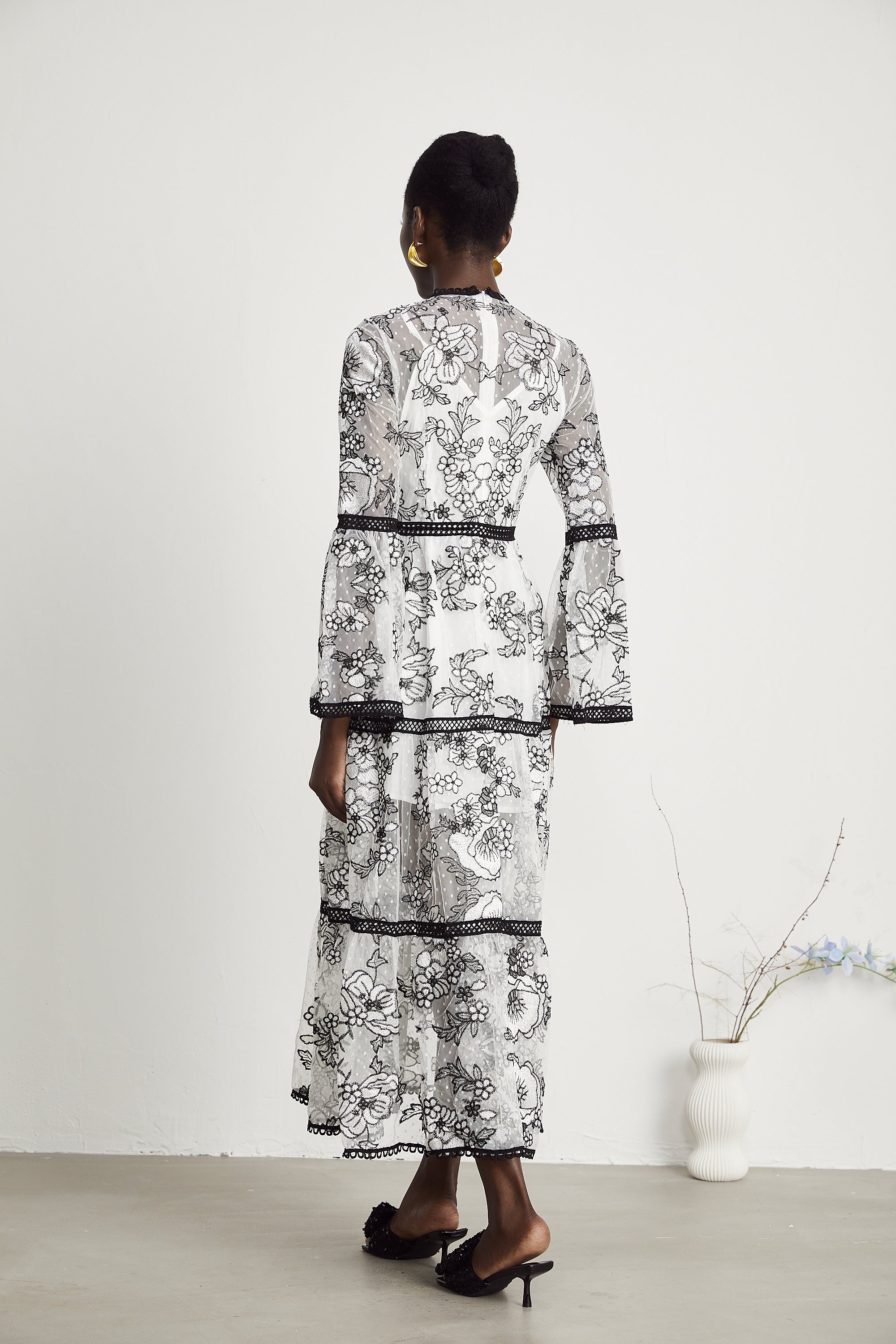 Marcella semi-sheer pattern-print midi dress (US Only)