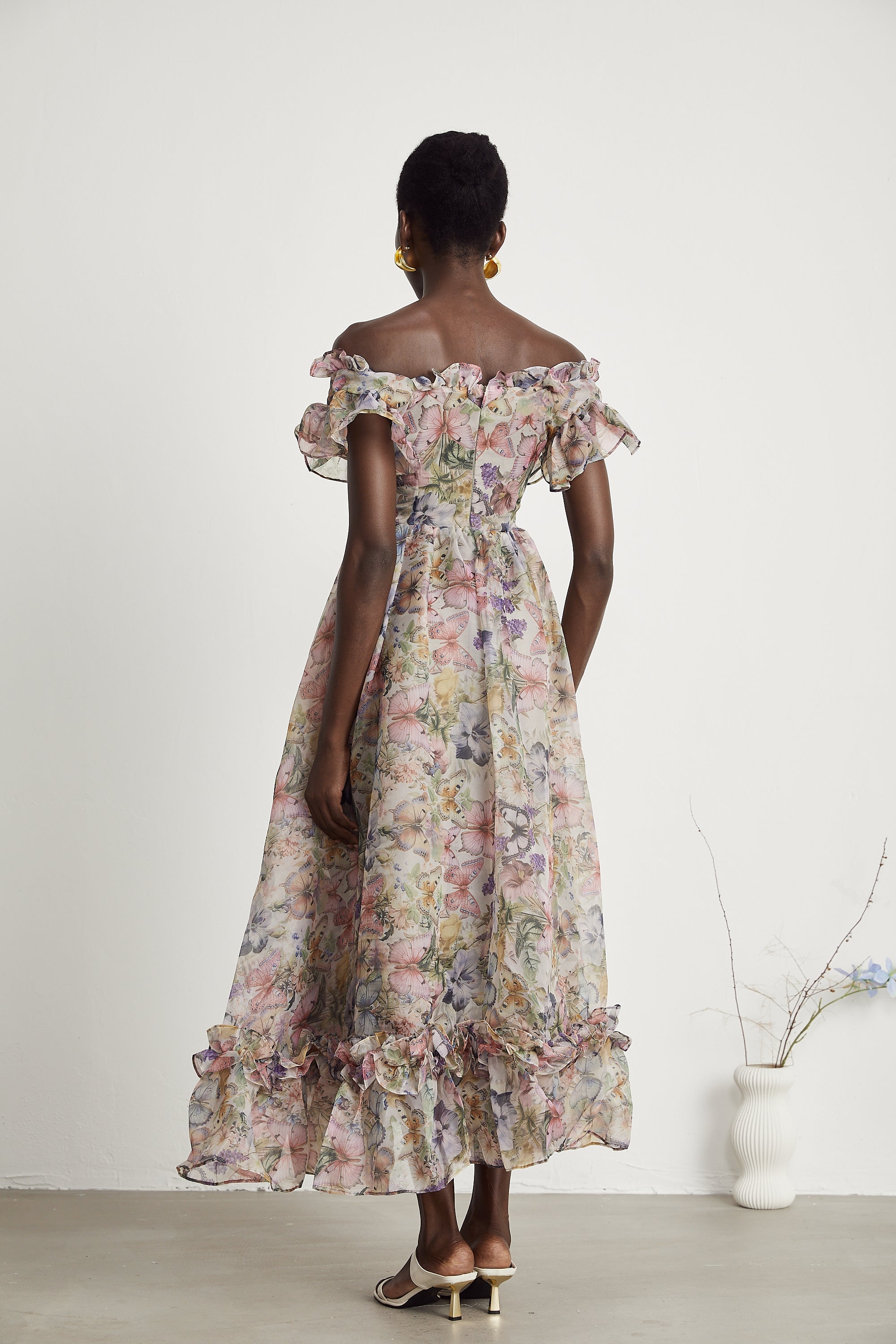 Margaux off-shoulder ruffled midi dress (Final Sale-US Only)