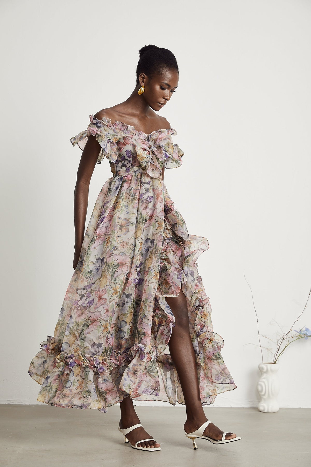 Margaux off-shoulder ruffled midi dress (Final Sale-US Only)
