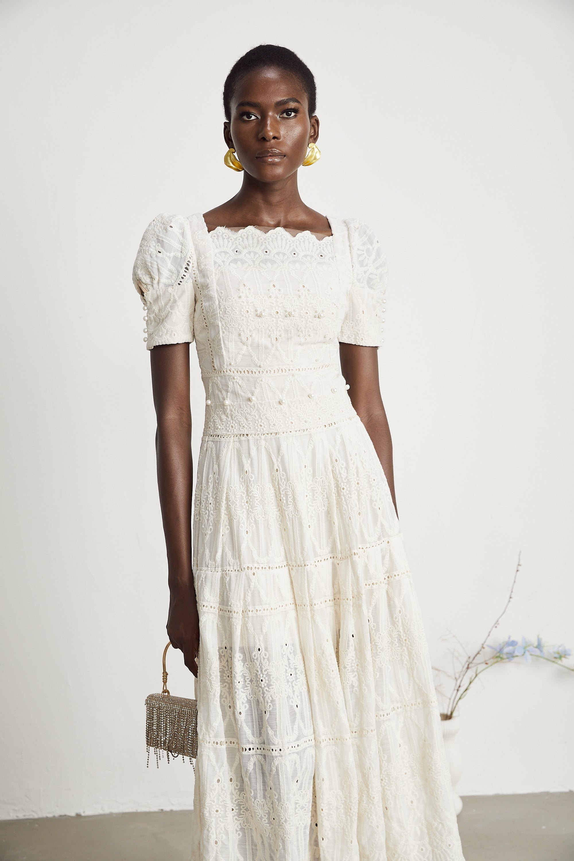 Anaïs faux-pearl embellished cut-out midi dress(Final Sale-US Only)