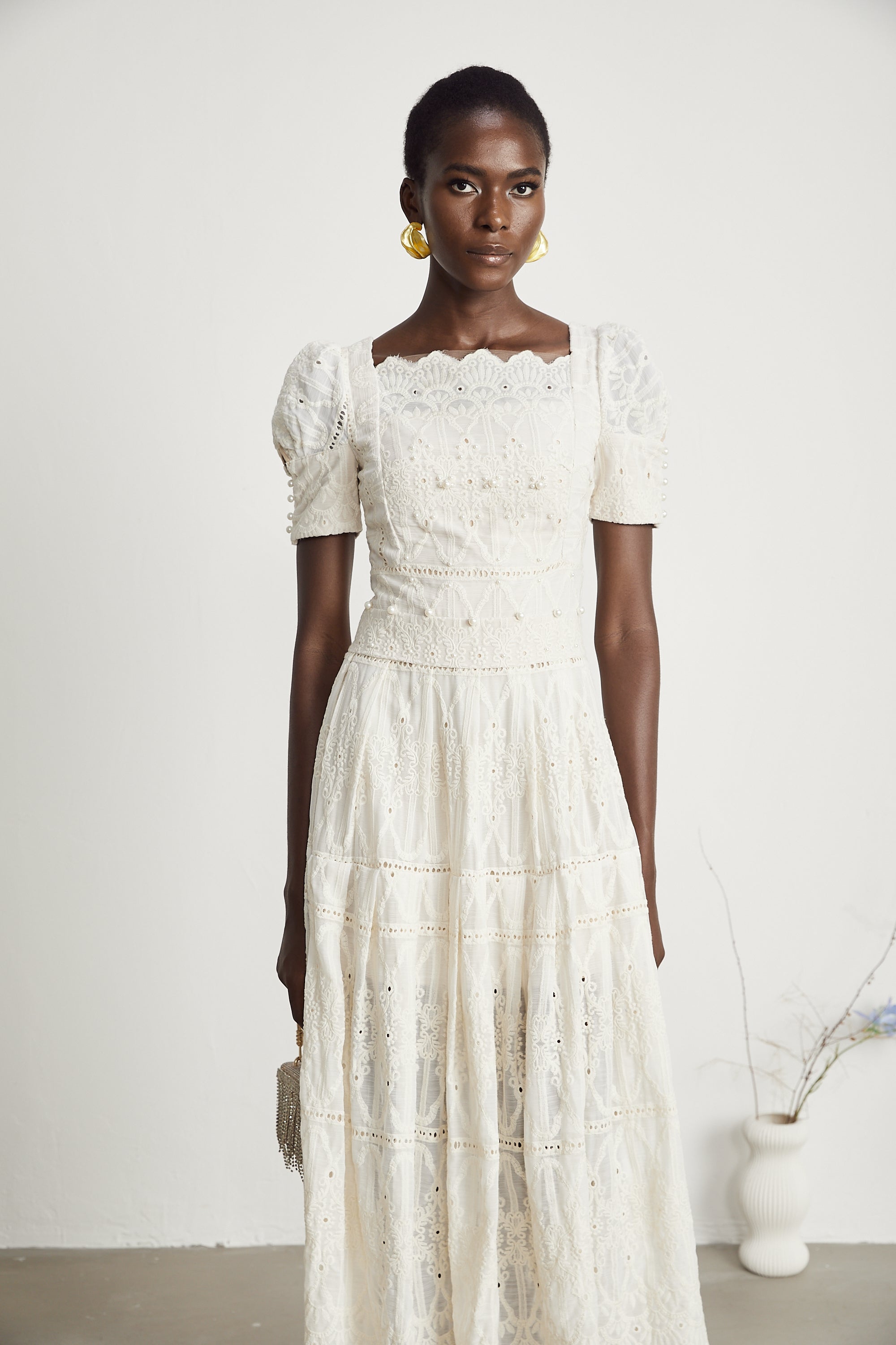 Anaïs faux-pearl embellished cut-out midi dress(Final Sale-US Only)