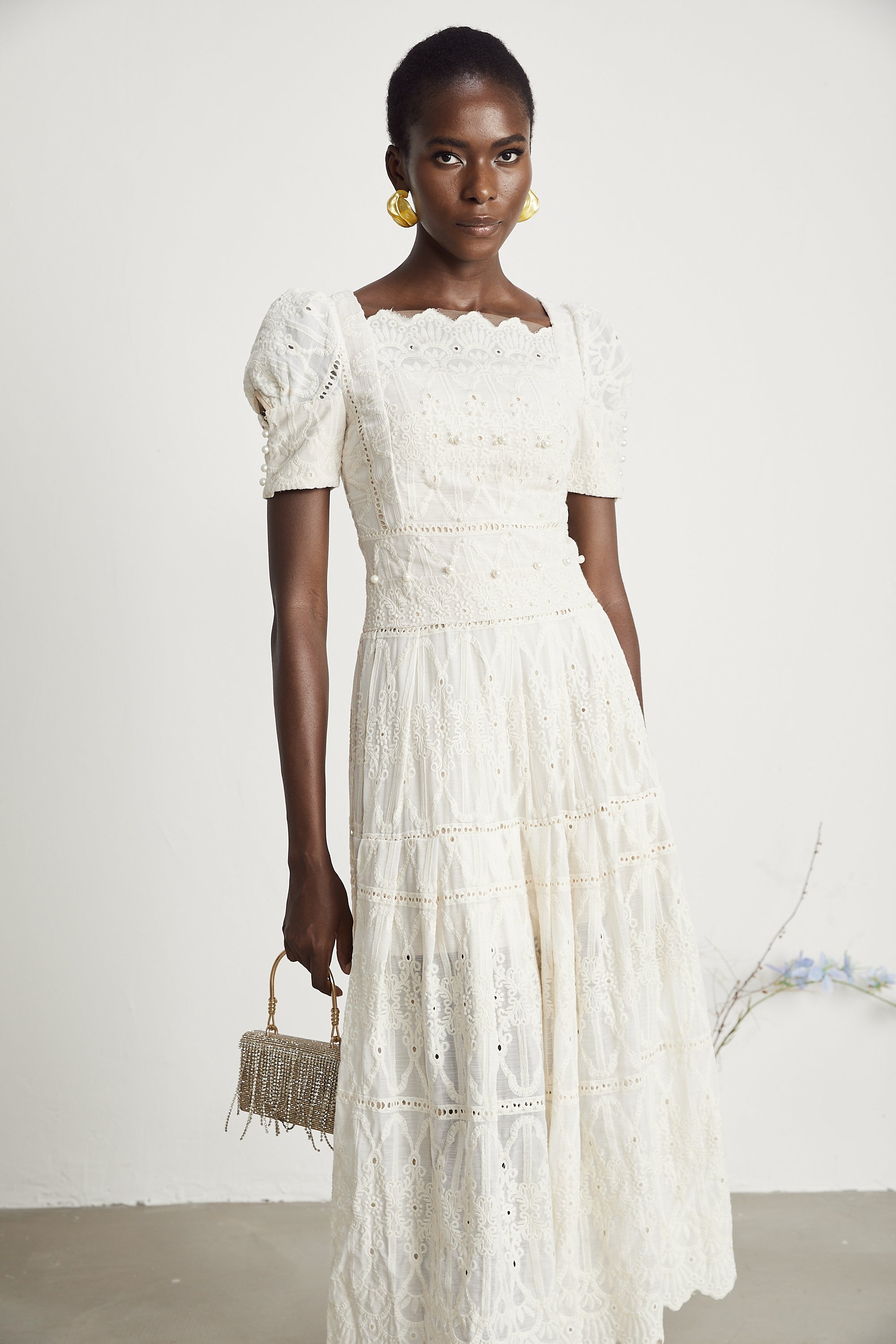 Anaïs faux-pearl embellished cut-out midi dress(Final Sale-US Only)