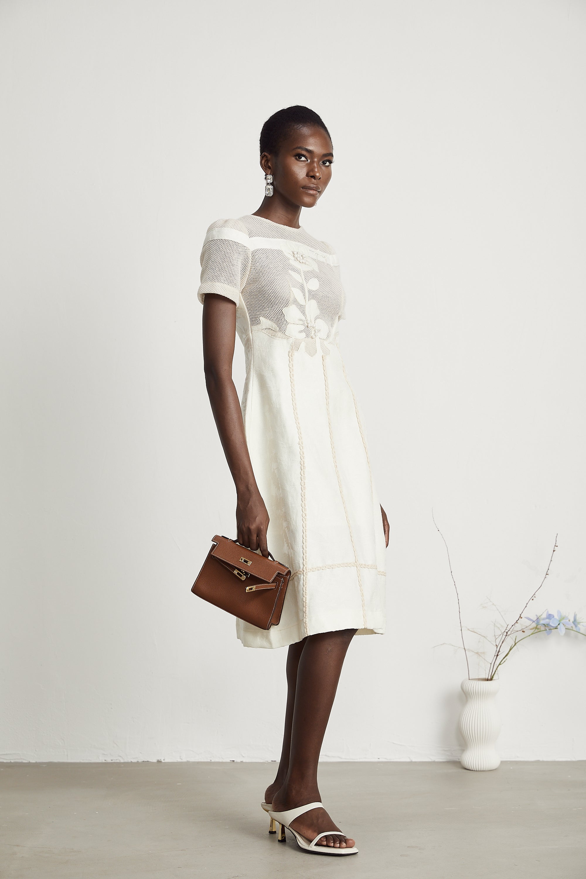 Diane floral embroidered openwork midi dress (Final Sale-US Only)