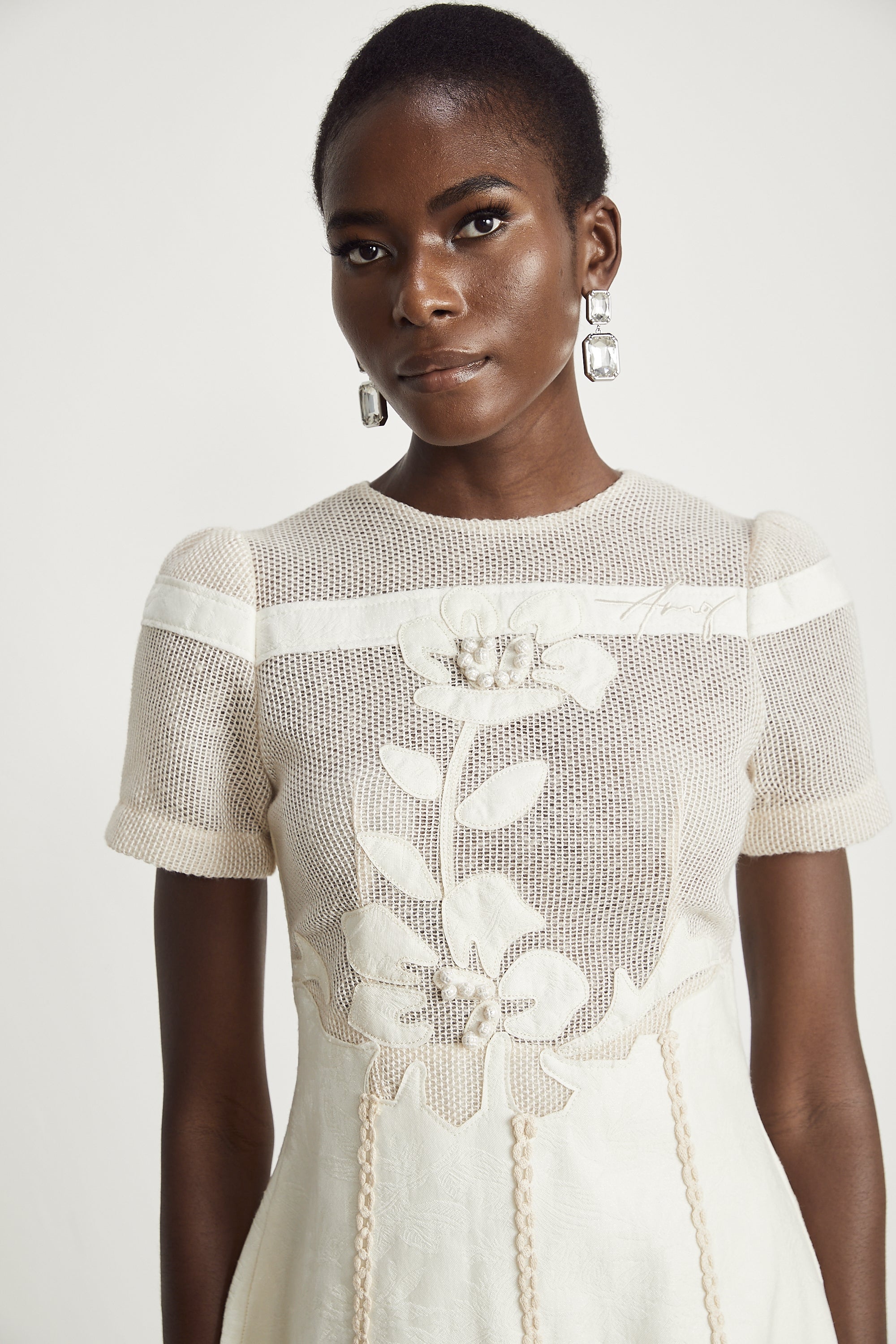 Diane floral embroidered openwork midi dress (Final Sale-US Only)