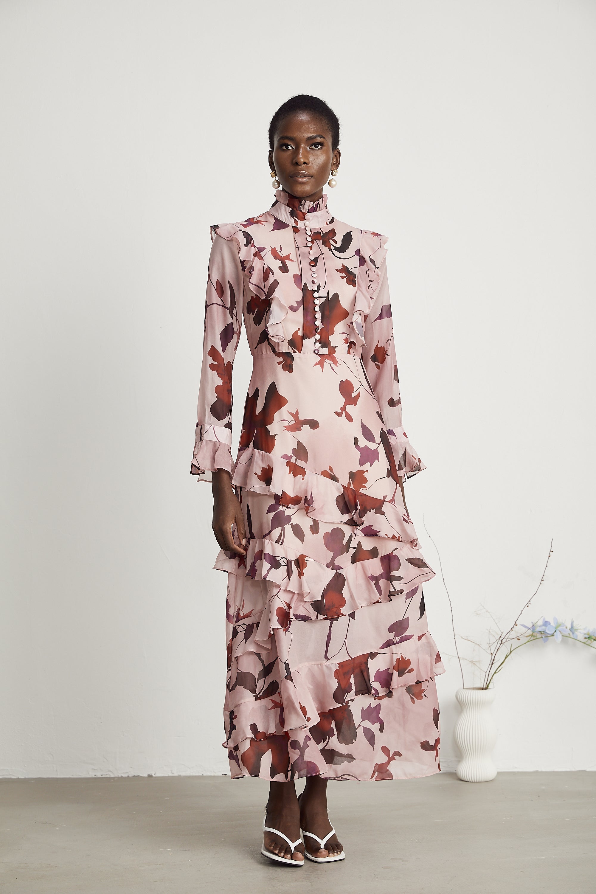 Agathe graphic-print ruffled maxi dress (US Only)