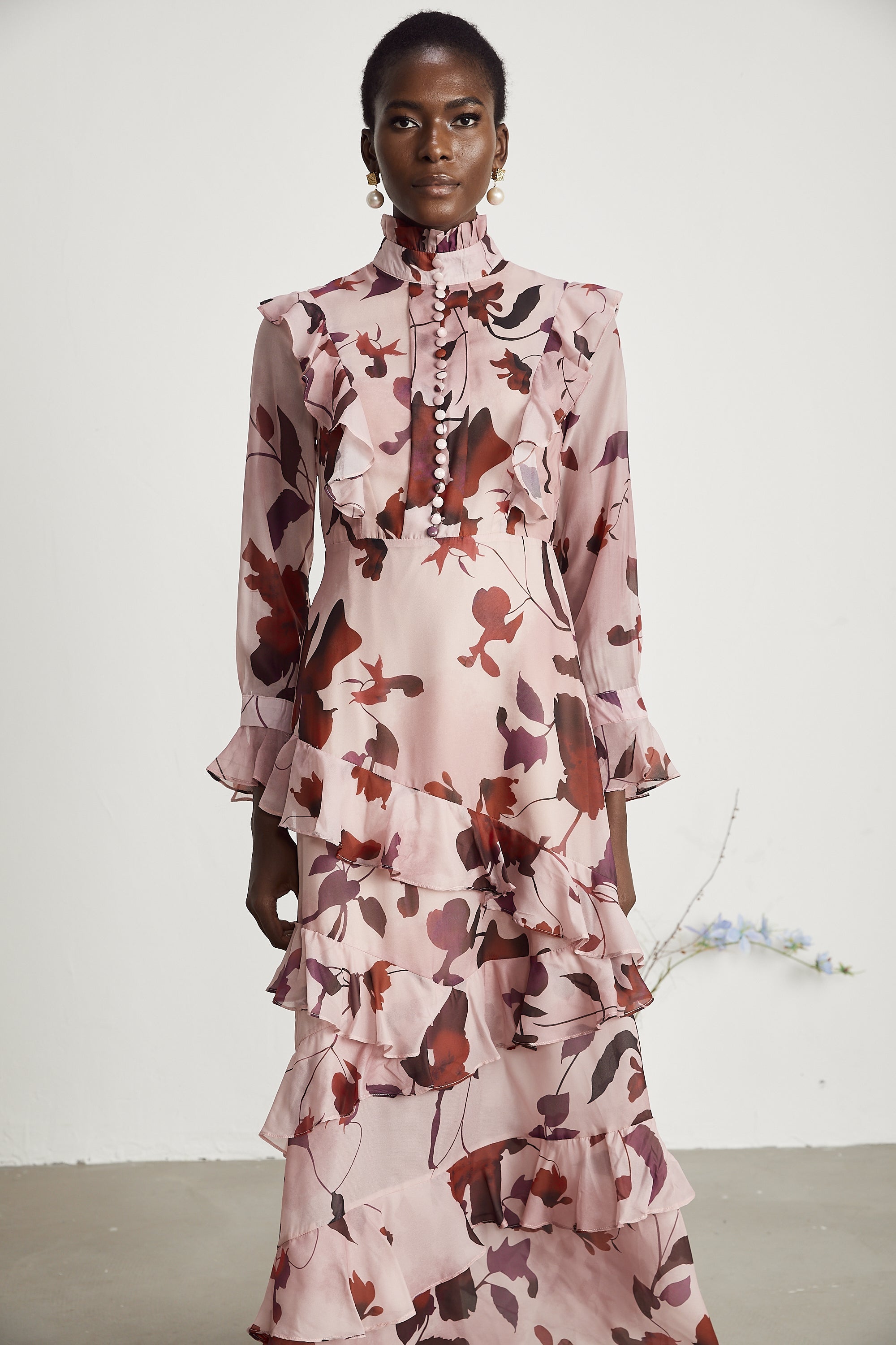 Agathe graphic-print ruffled maxi dress (US Only)