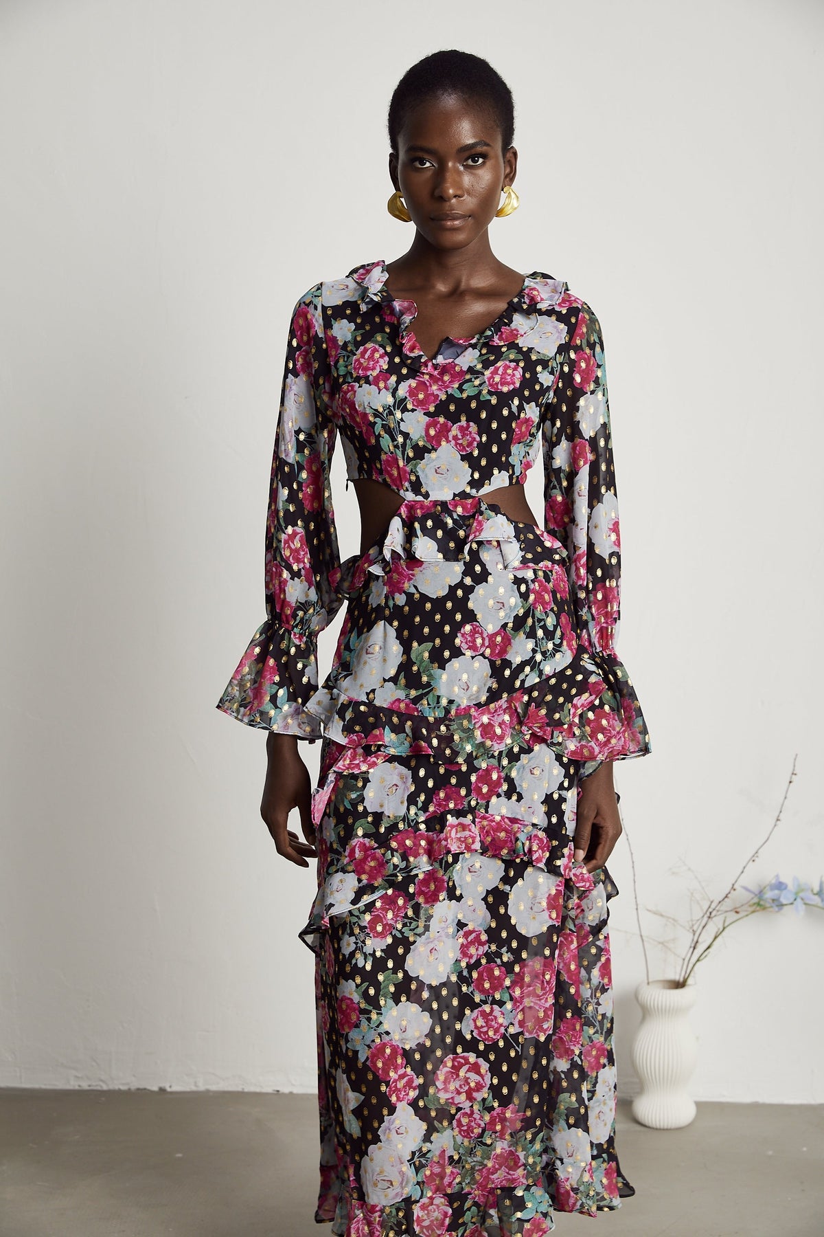 Laguna floral-print ruffled midi dress