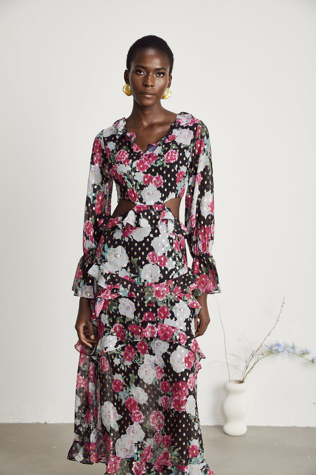 Laguna floral-print ruffled midi dress