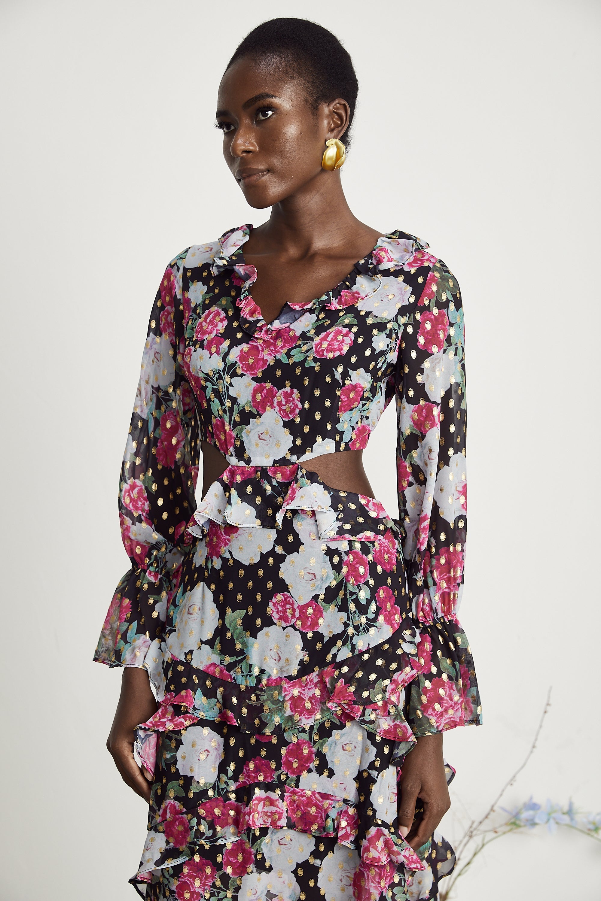 Laguna floral-print ruffled midi dress
