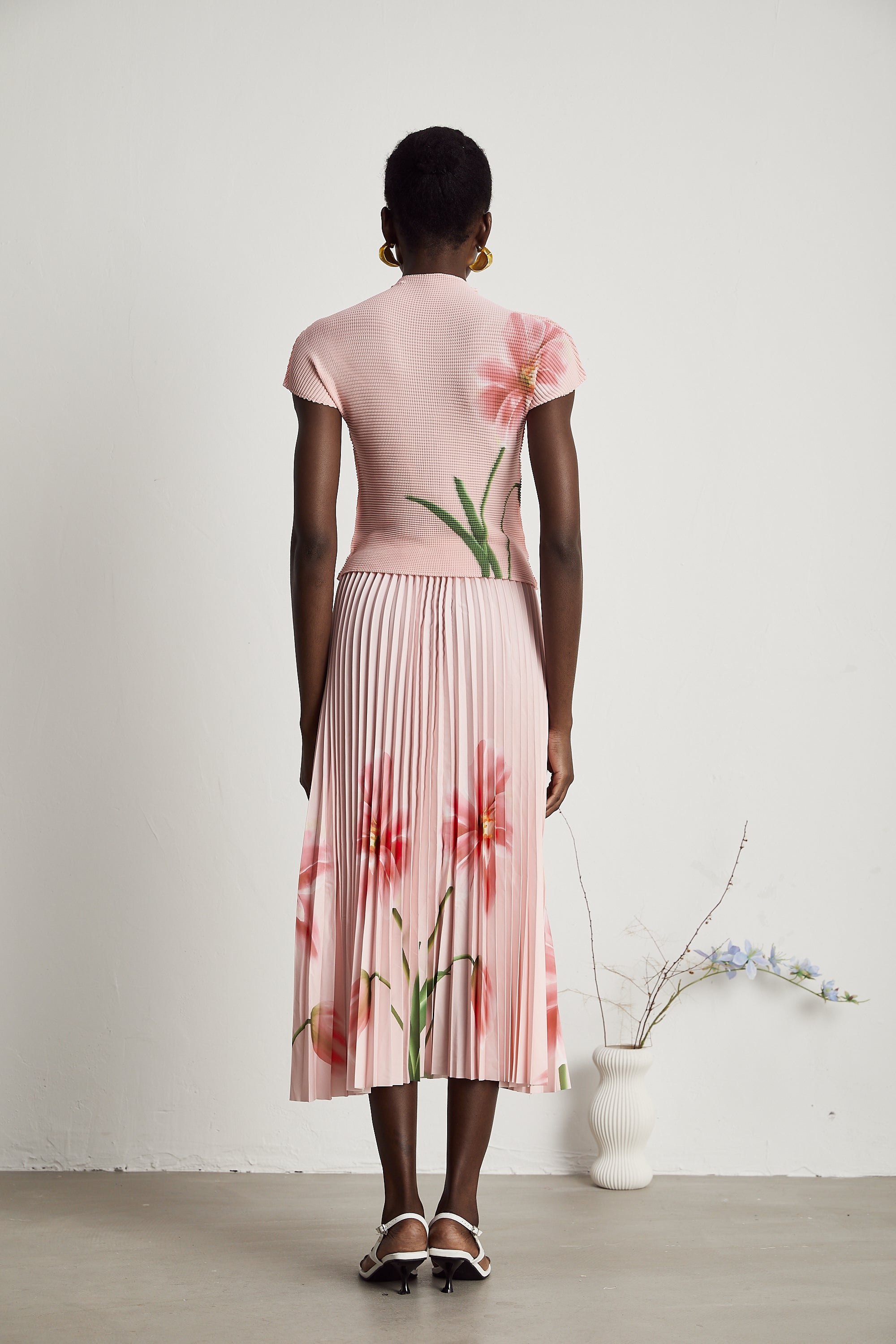 Justine floral-print stretch top & skirt matching set (Final Sale)