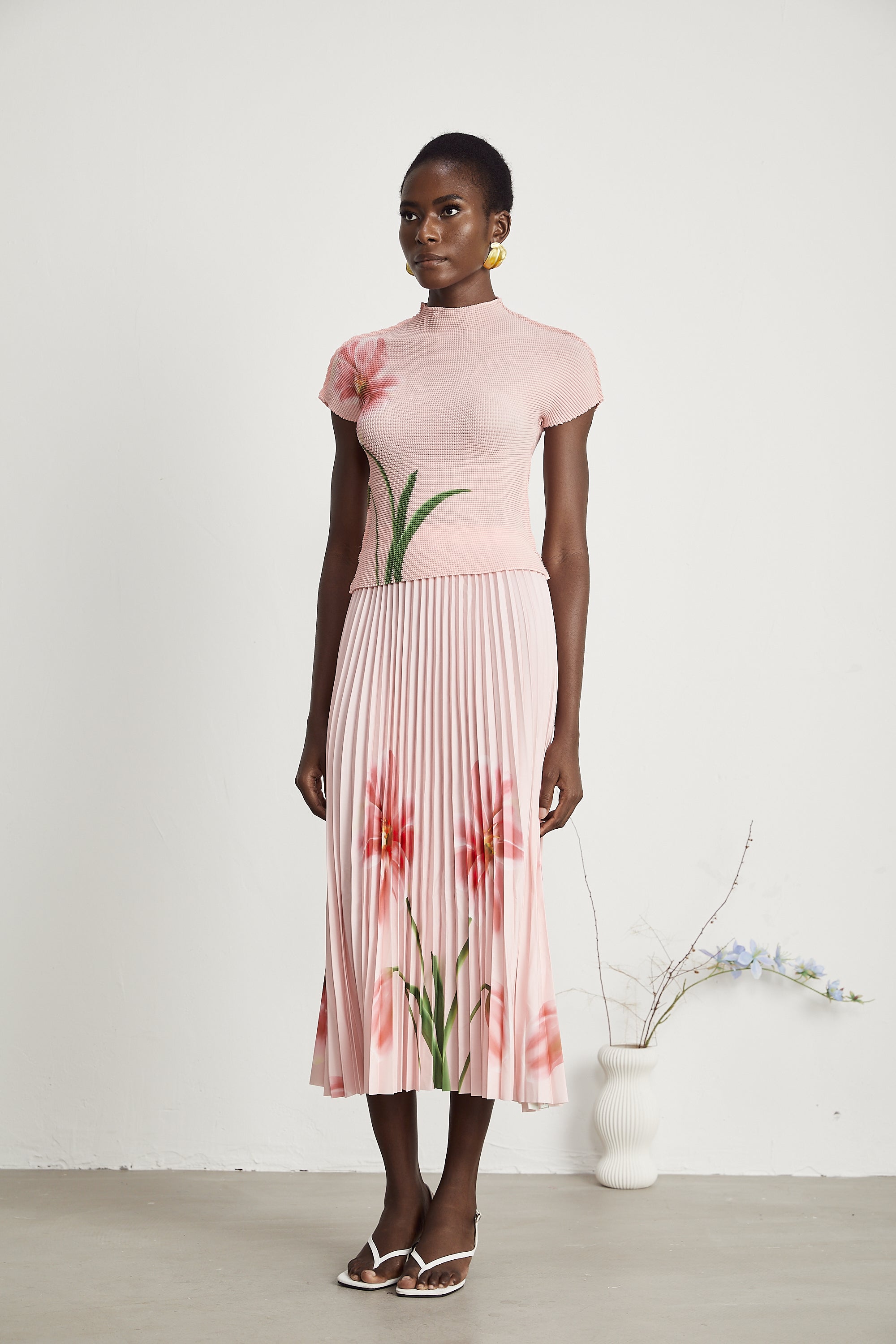 Justine floral-print stretch top & skirt matching set (Final Sale)