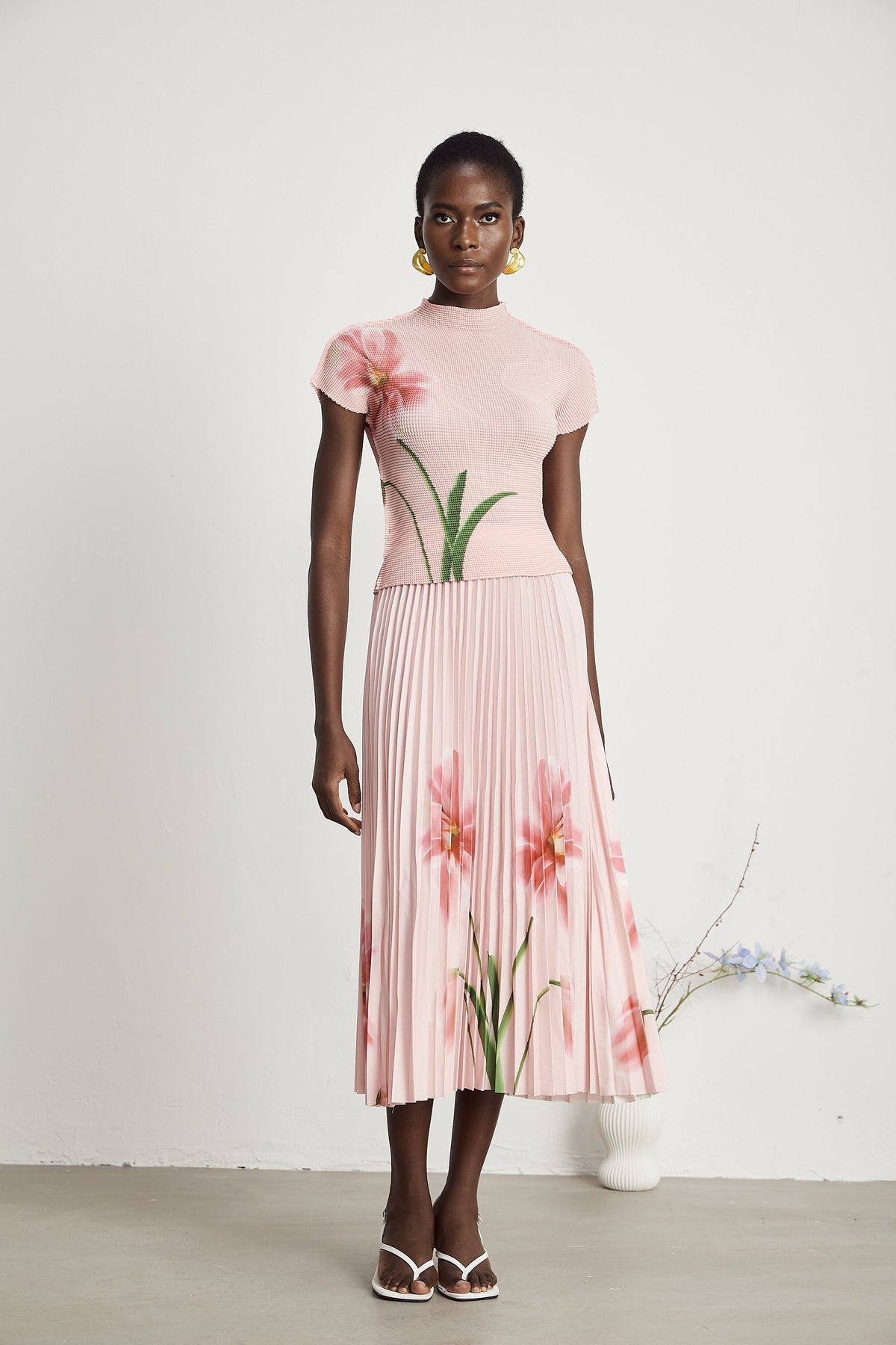 Justine floral-print stretch top & skirt matching set (Final Sale-US Only)