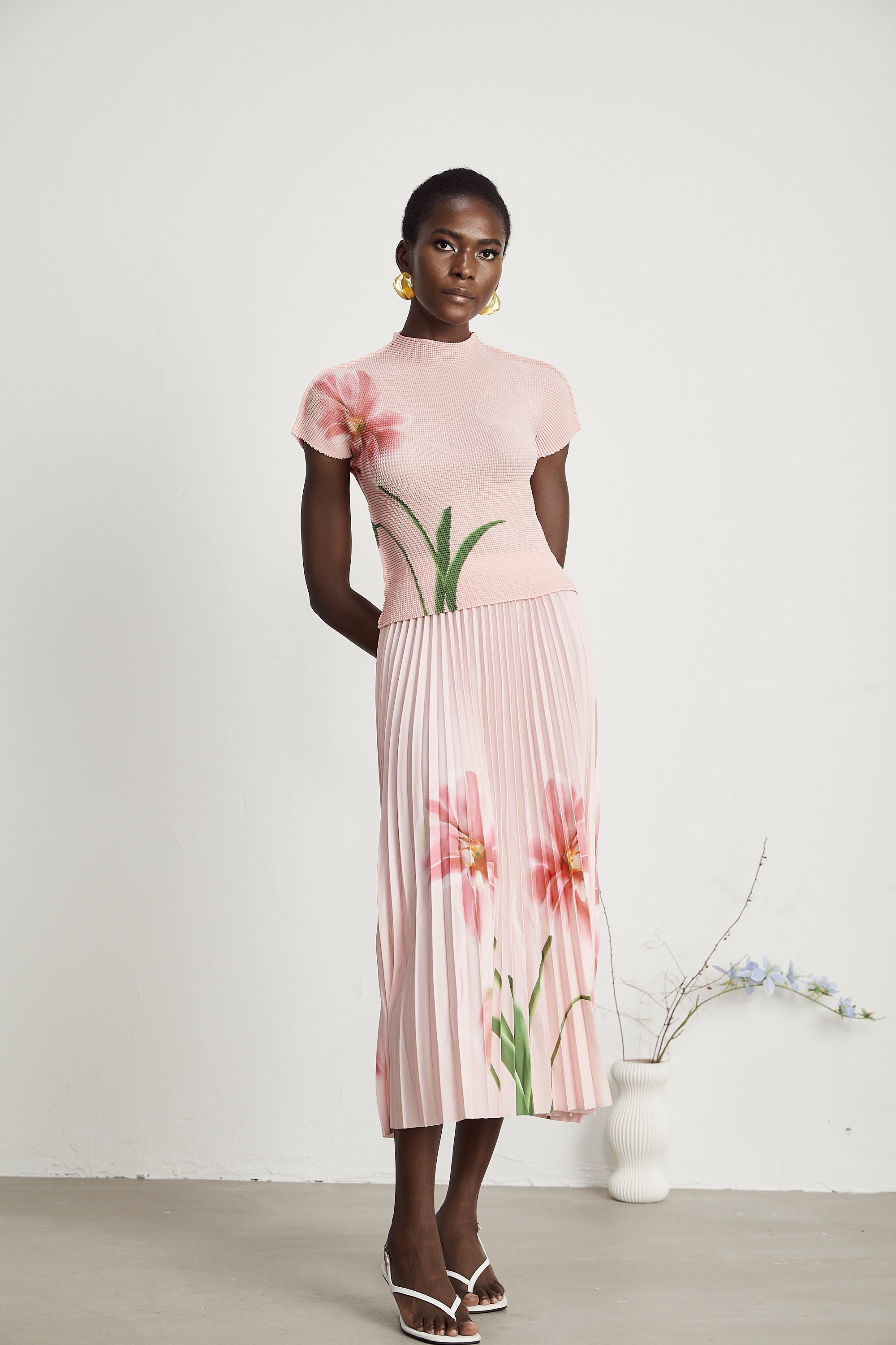 Justine floral-print stretch top & skirt matching set (Final Sale-US Only)