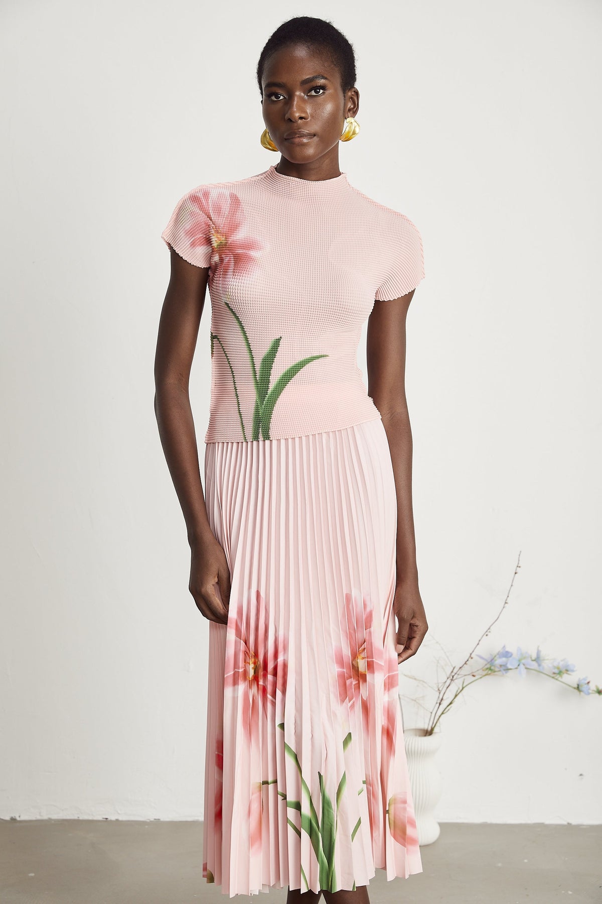 Justine floral-print stretch top & skirt matching set (Final Sale-US Only)