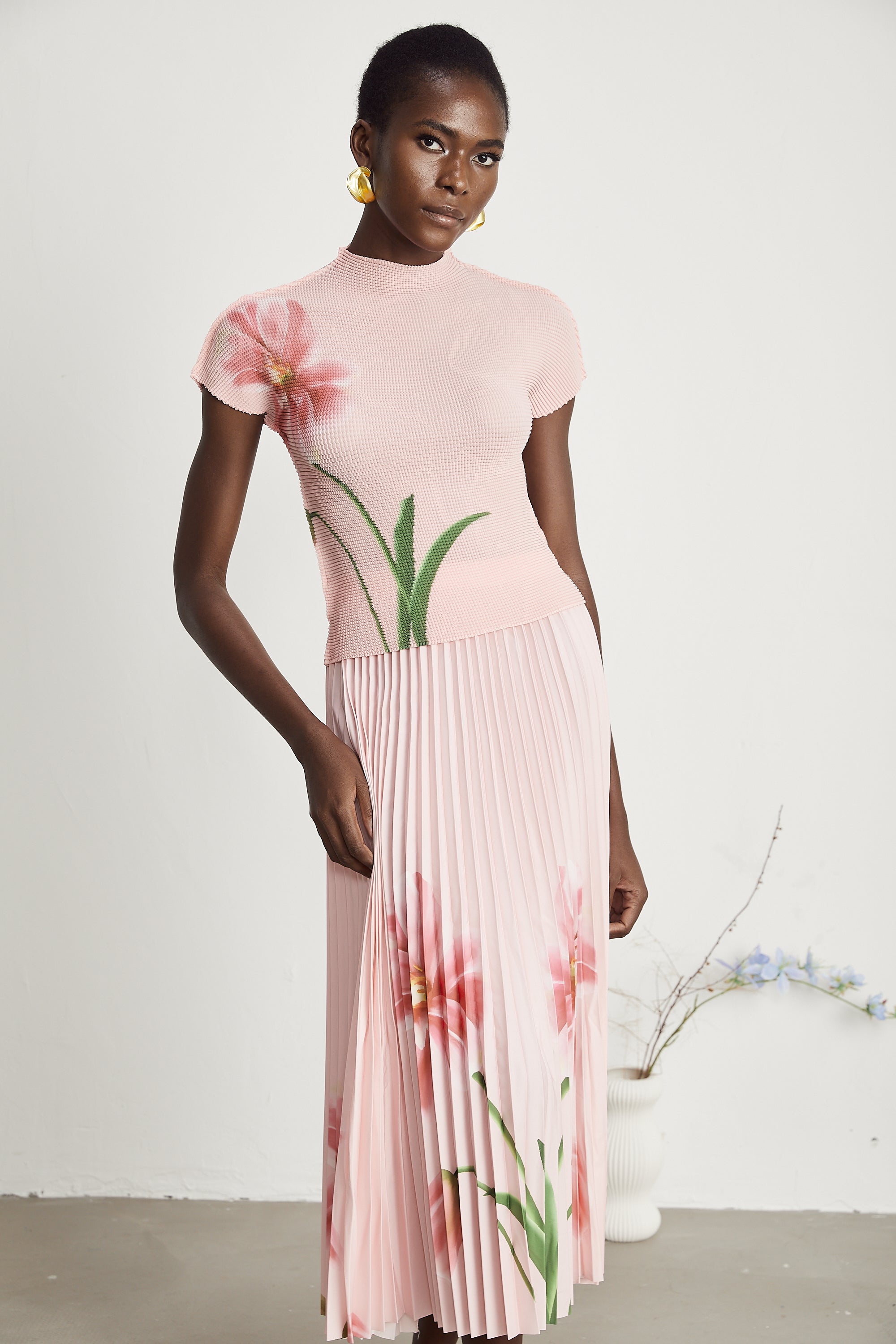 Justine floral-print stretch top & skirt matching set (Final Sale-US Only)