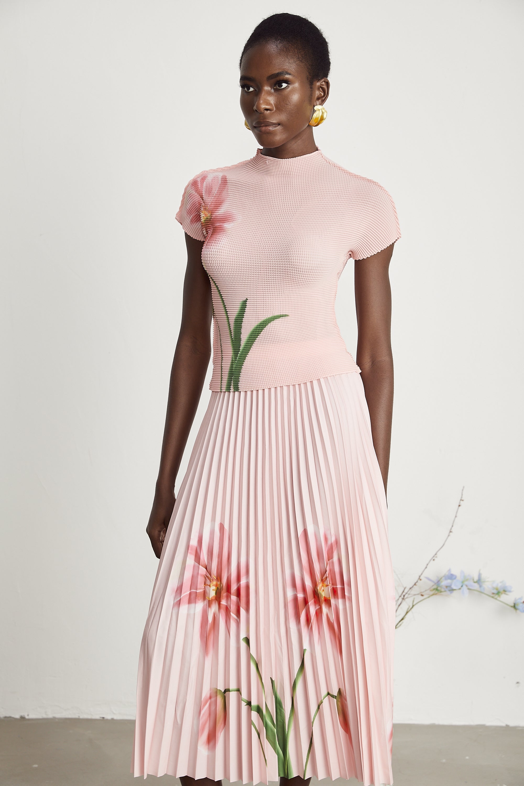 Justine floral-print stretch top & skirt matching set (Final Sale-US Only)