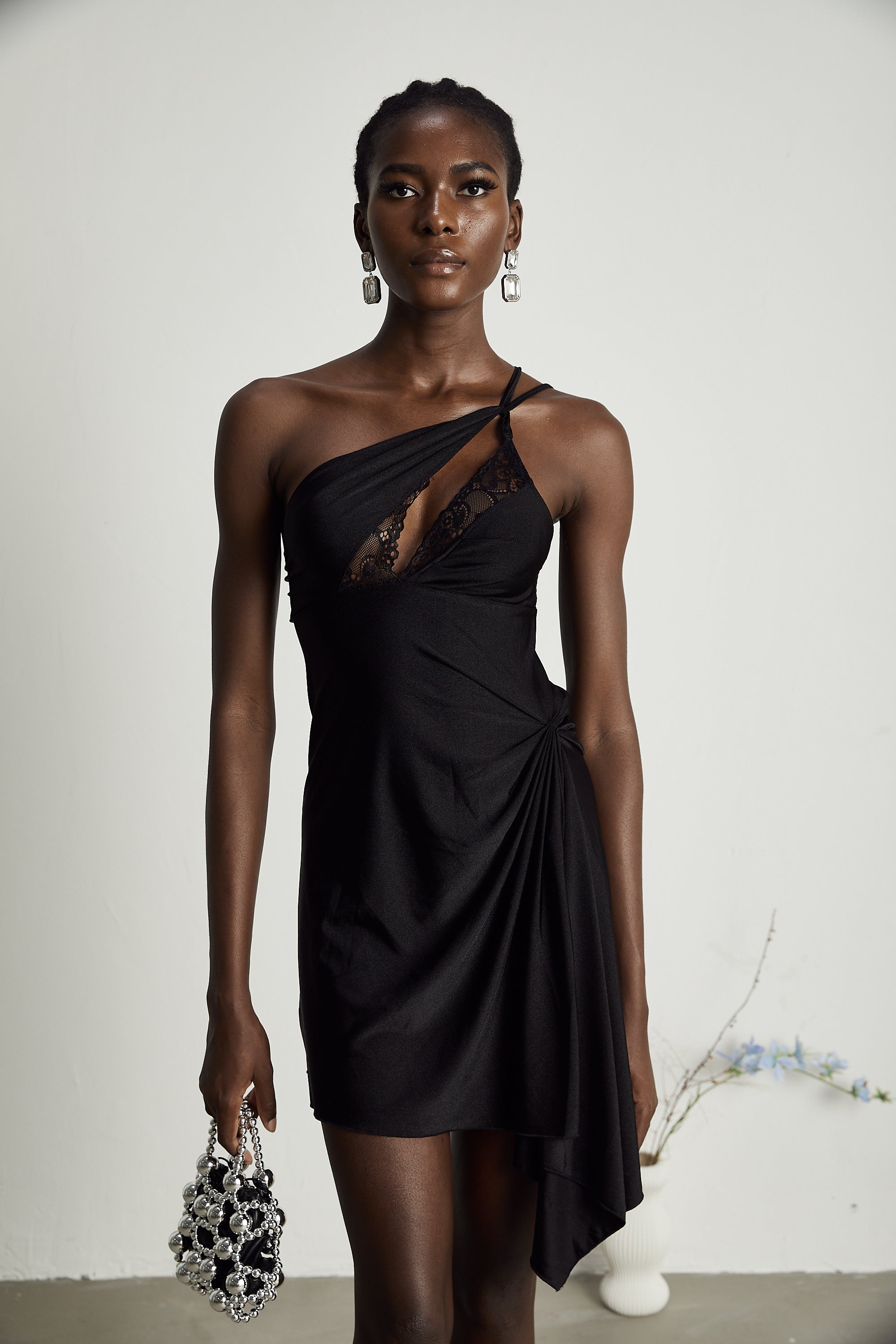 Juana lace-detail asymmetrical mini dress (Final Sale)