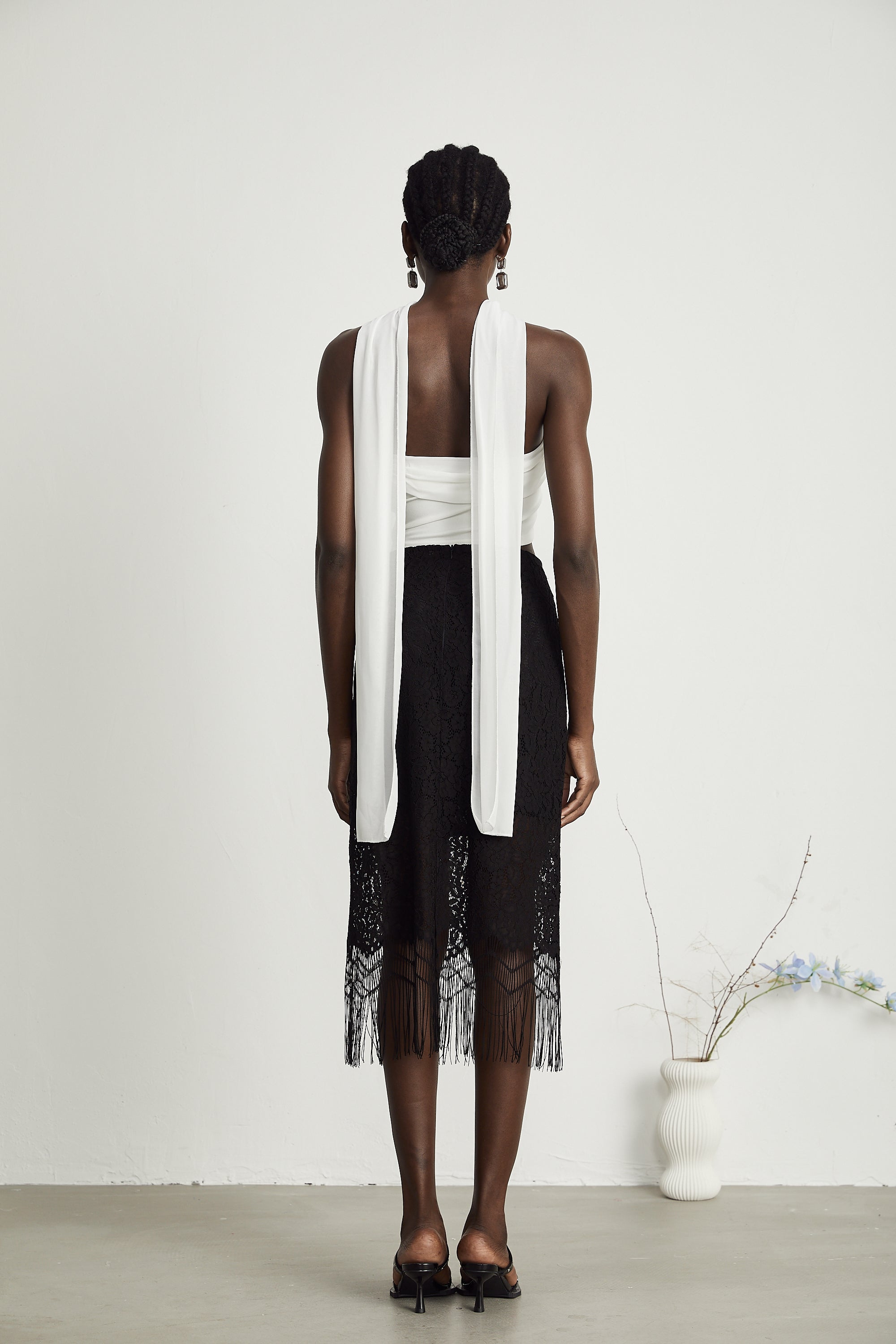 Adèle lace embroidered fringe-hem skirt (US Only)
