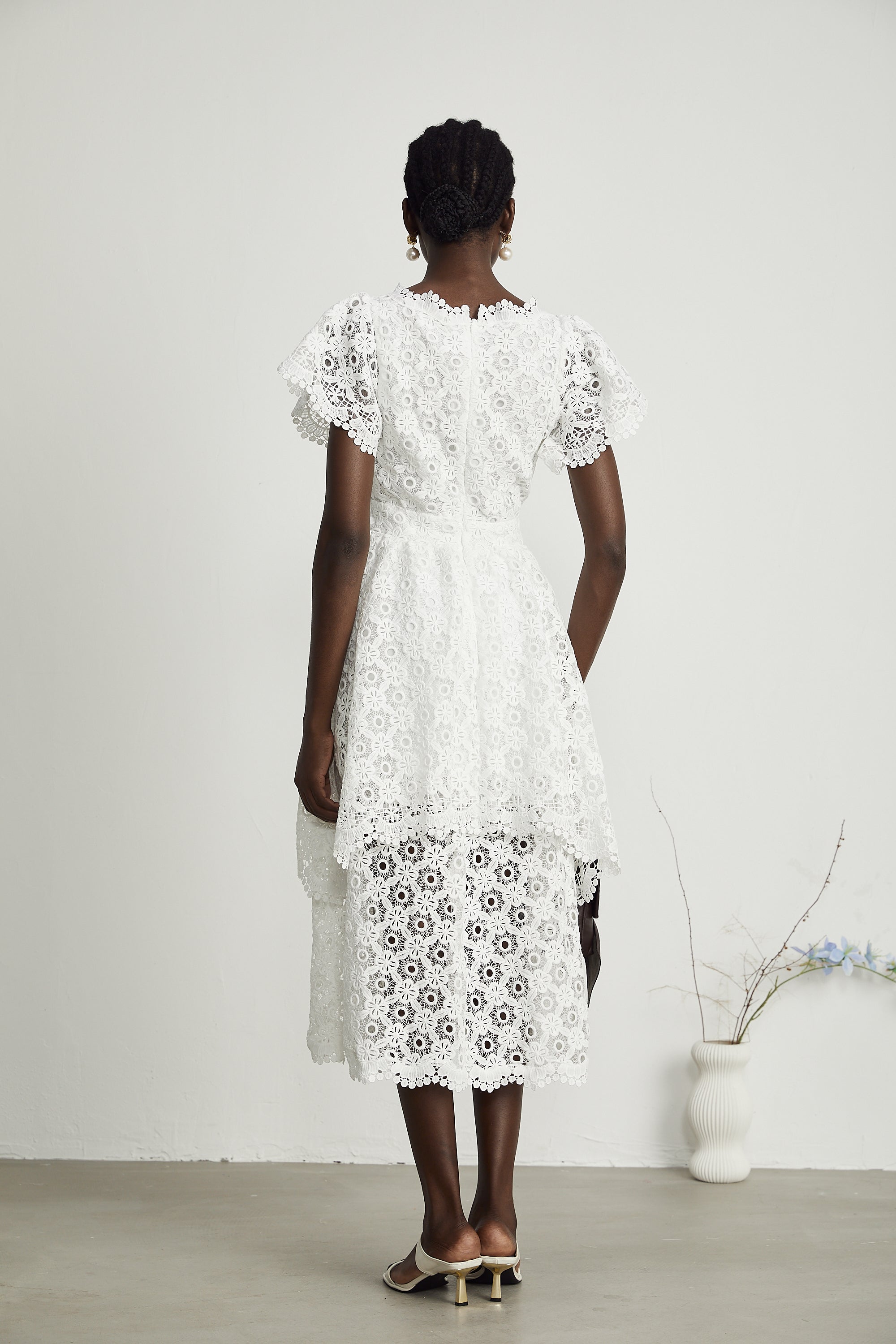 Lisette lace cut-out layered midi dress (US Only)