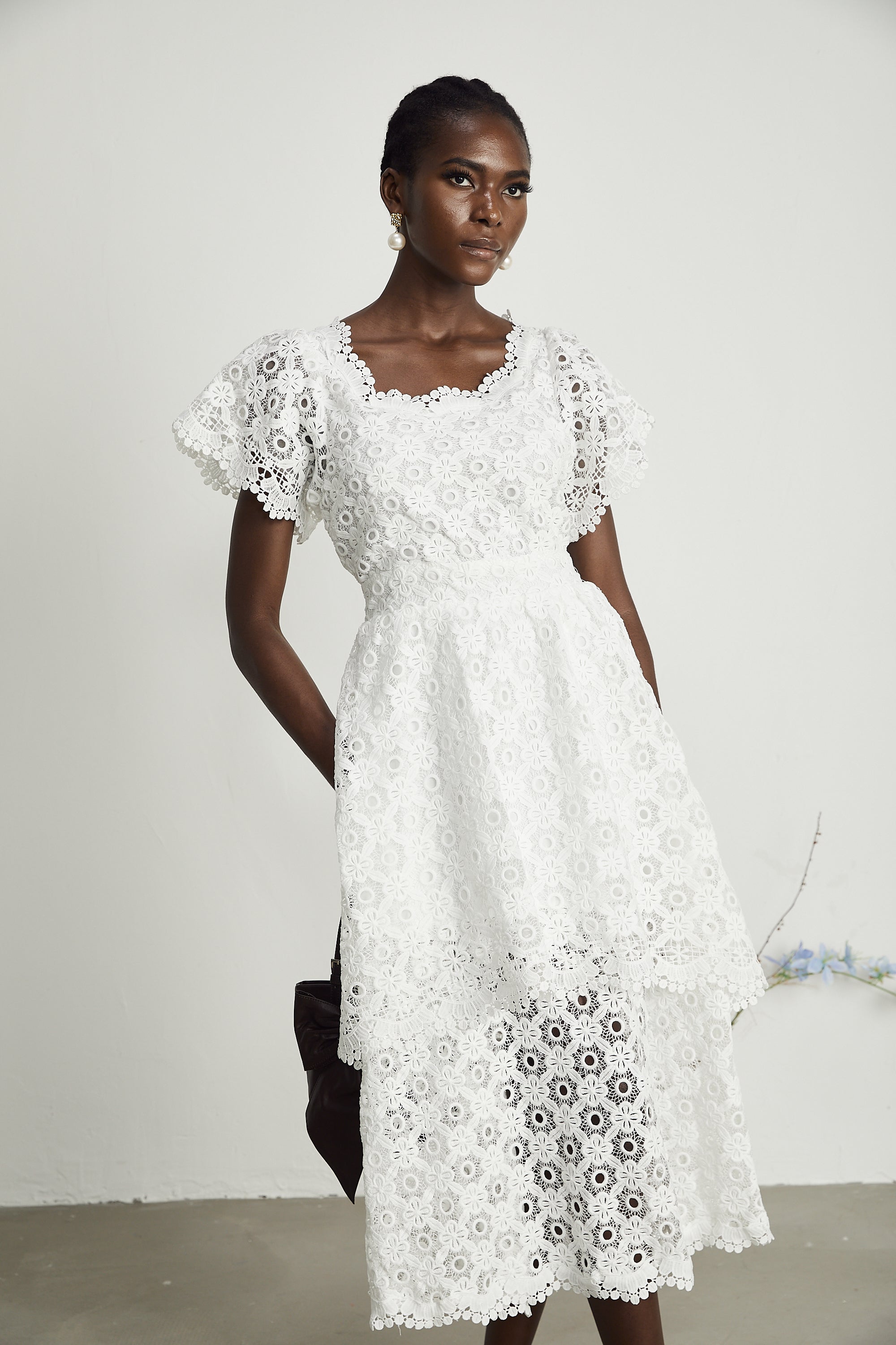 Lisette lace cut-out layered midi dress (US Only)