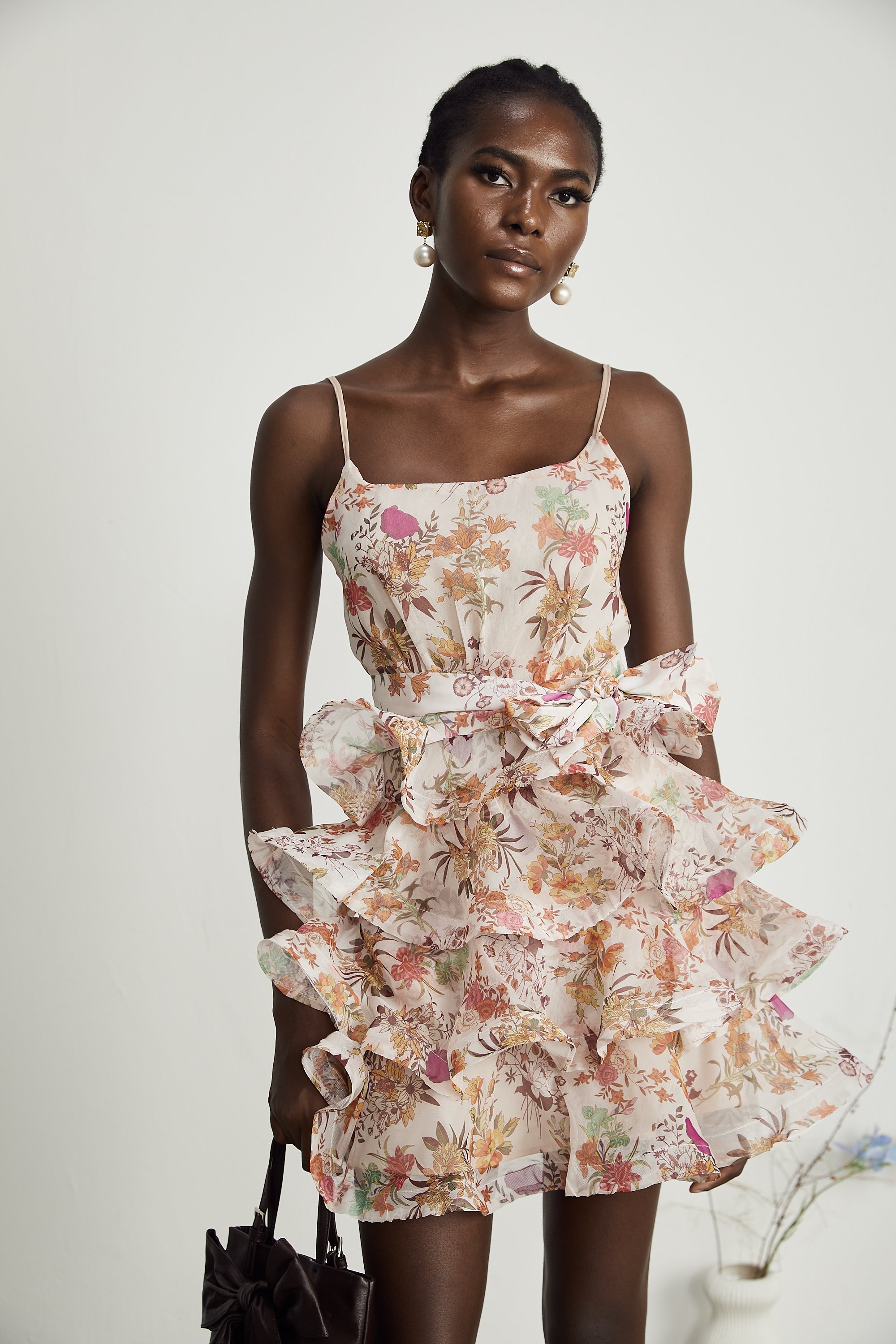 Camille ruffled floral-print mini dress (US Only)