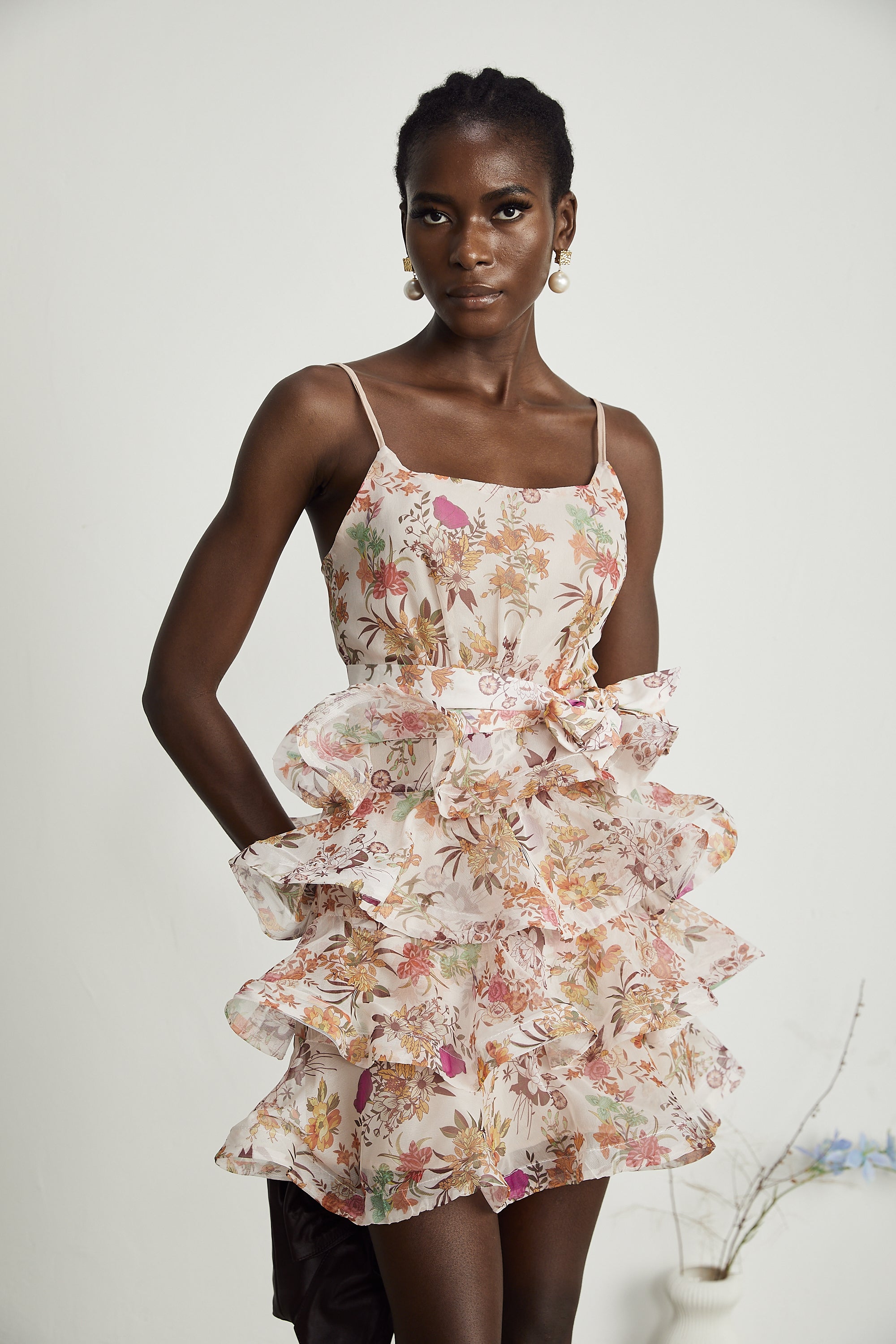 Camille ruffled floral-print mini dress (US Only)