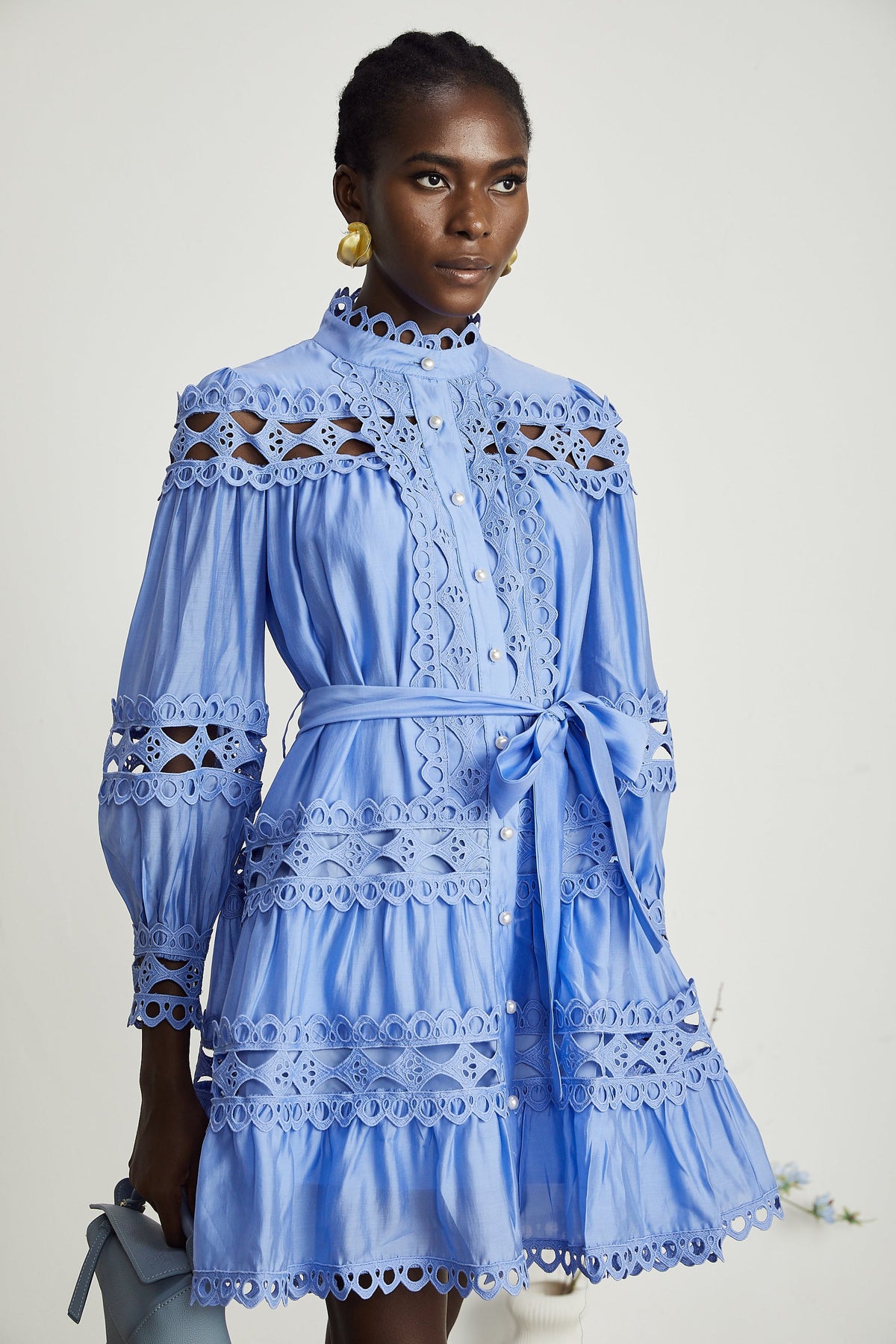 Nova blue cut-out belted mini dress (Final Sale-US Only)