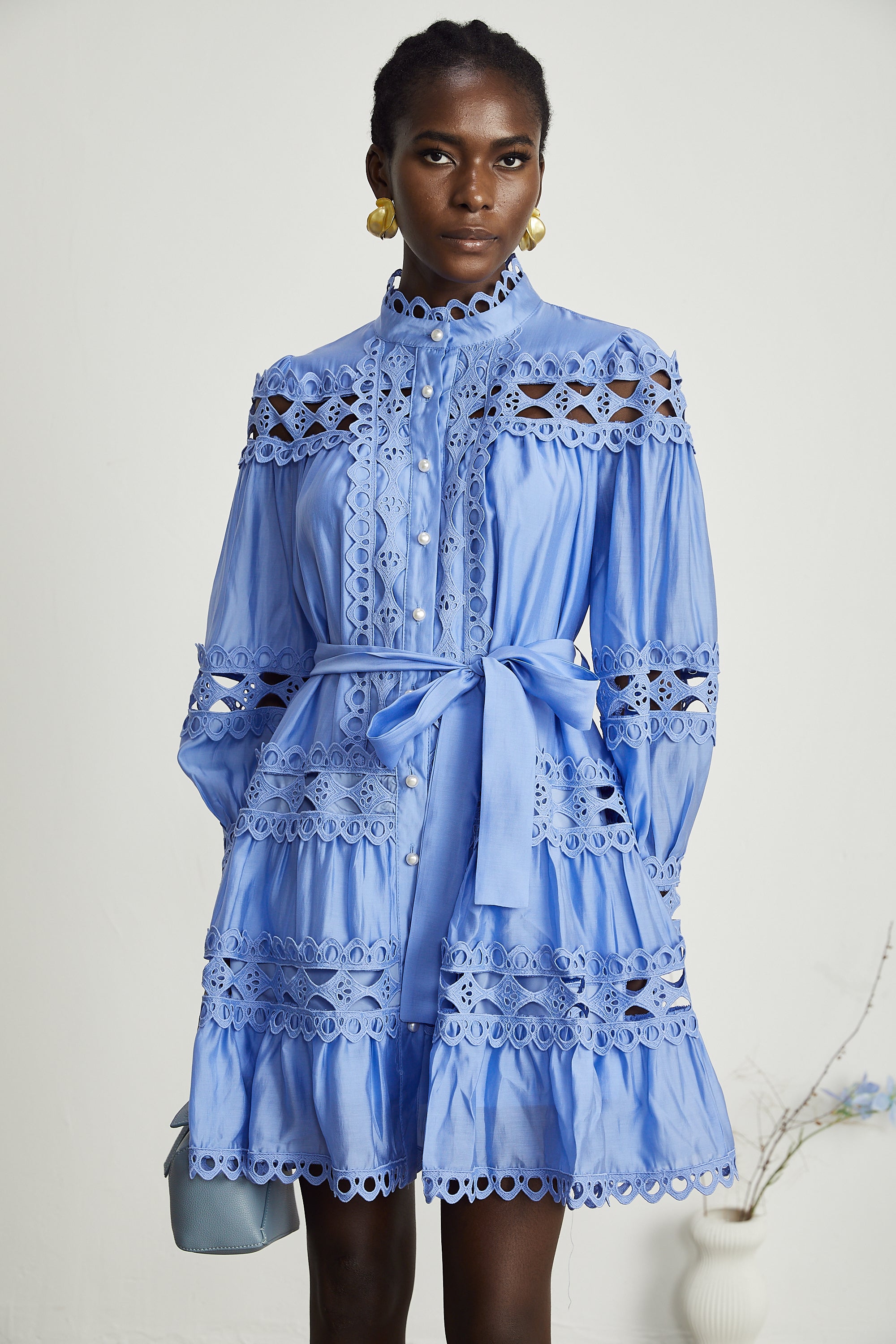 Nova blue cut-out belted mini dress (Final Sale-US Only)