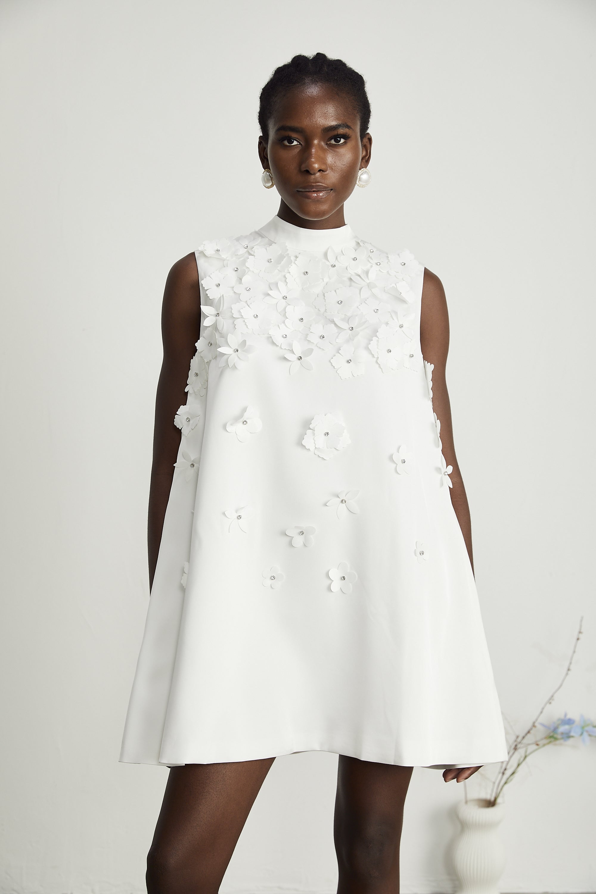 Genevieve faux-flower mini dress (Final Sale-US Only)