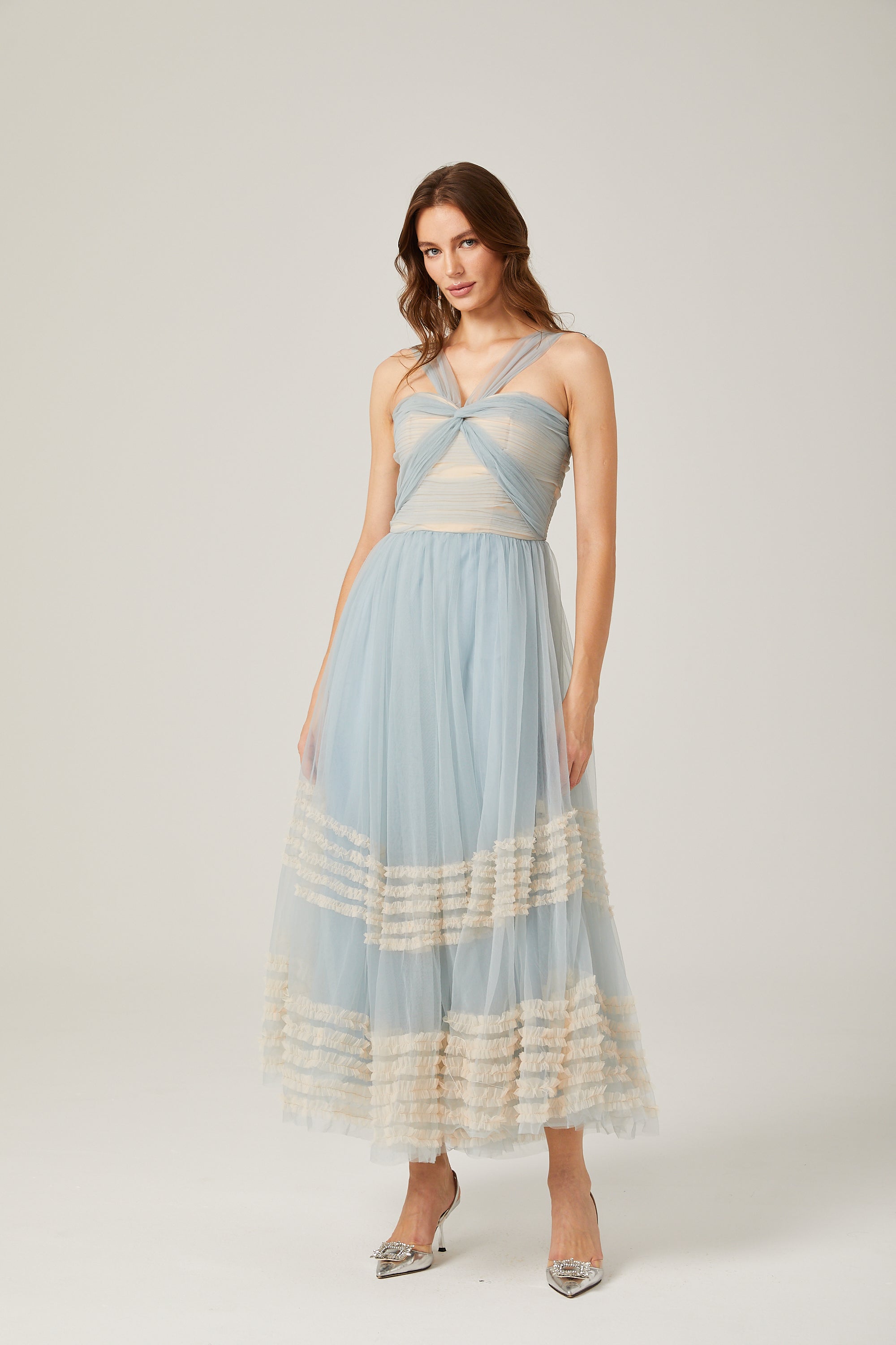 Jasmine ruched mesh maxi dress (Final Sale)