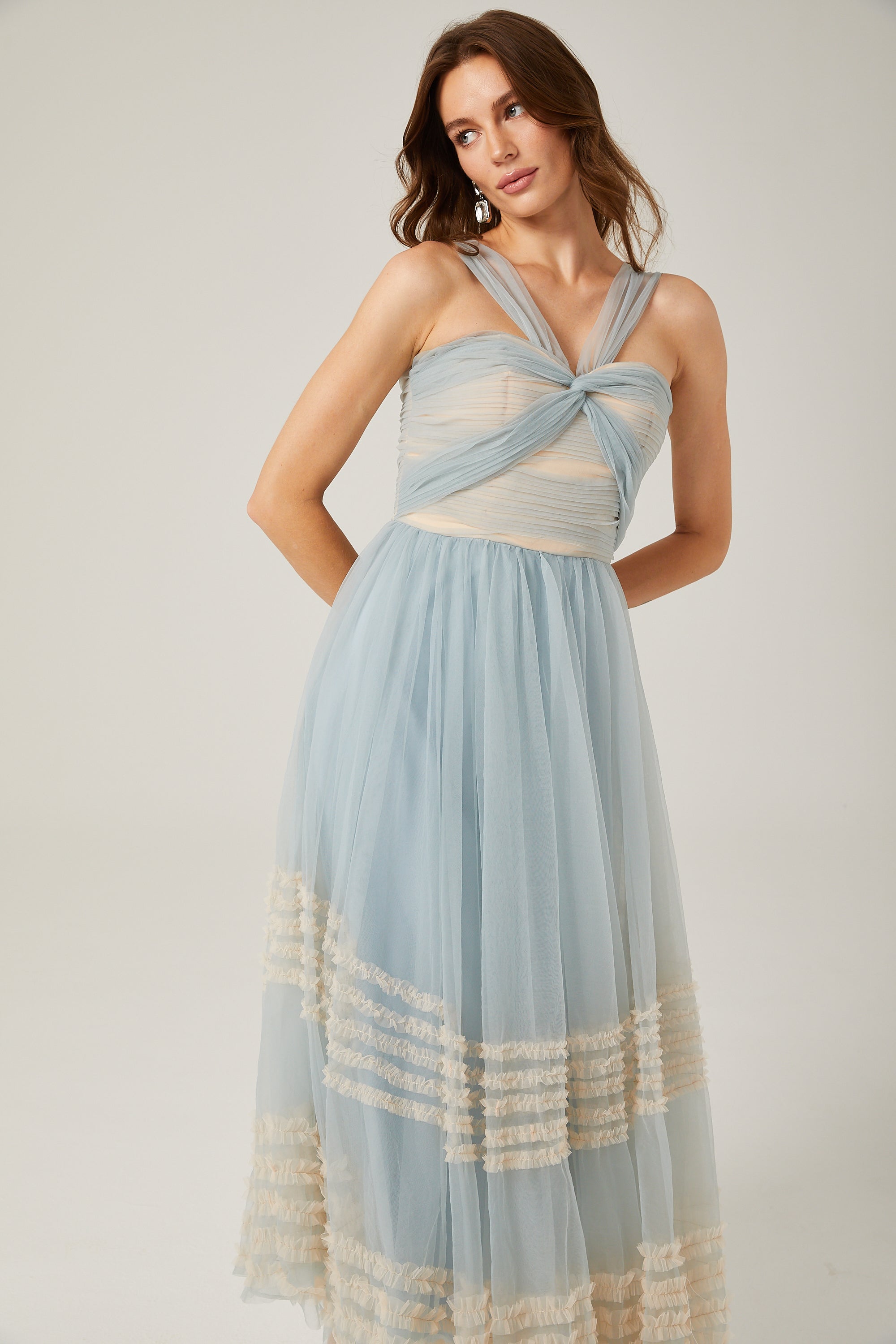 Jasmine ruched mesh maxi dress (Final Sale)