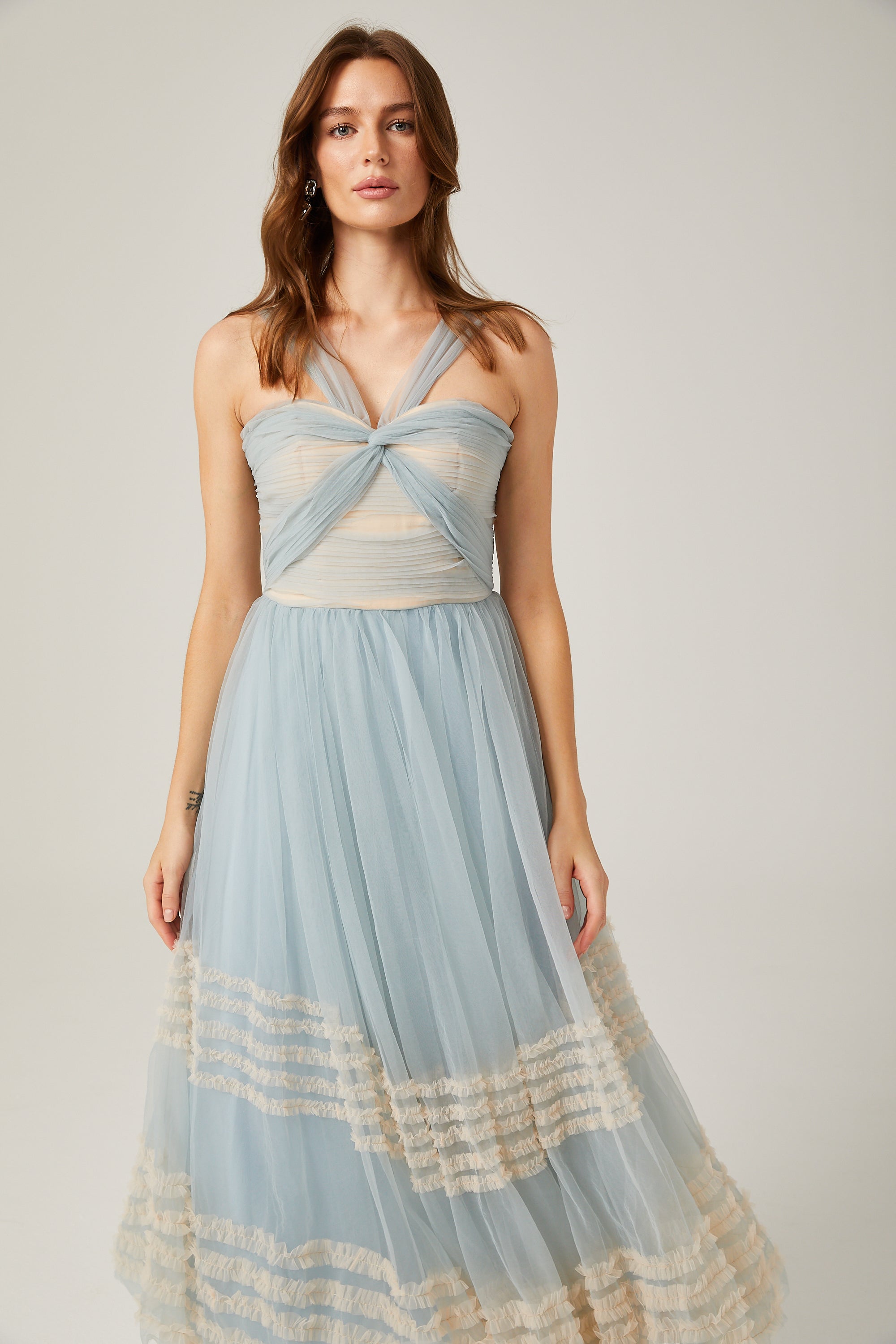Jasmine ruched mesh maxi dress (Final Sale)