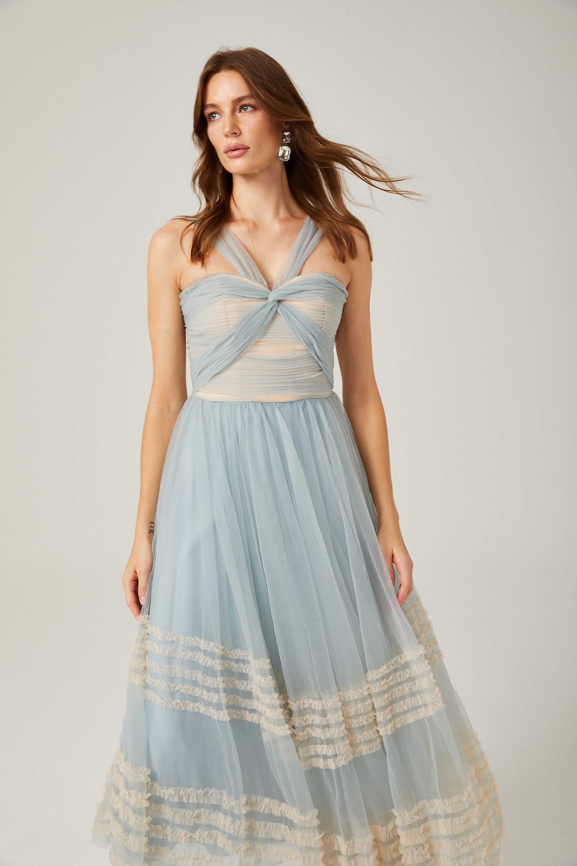 Jasmine ruched mesh maxi dress (Final Sale)