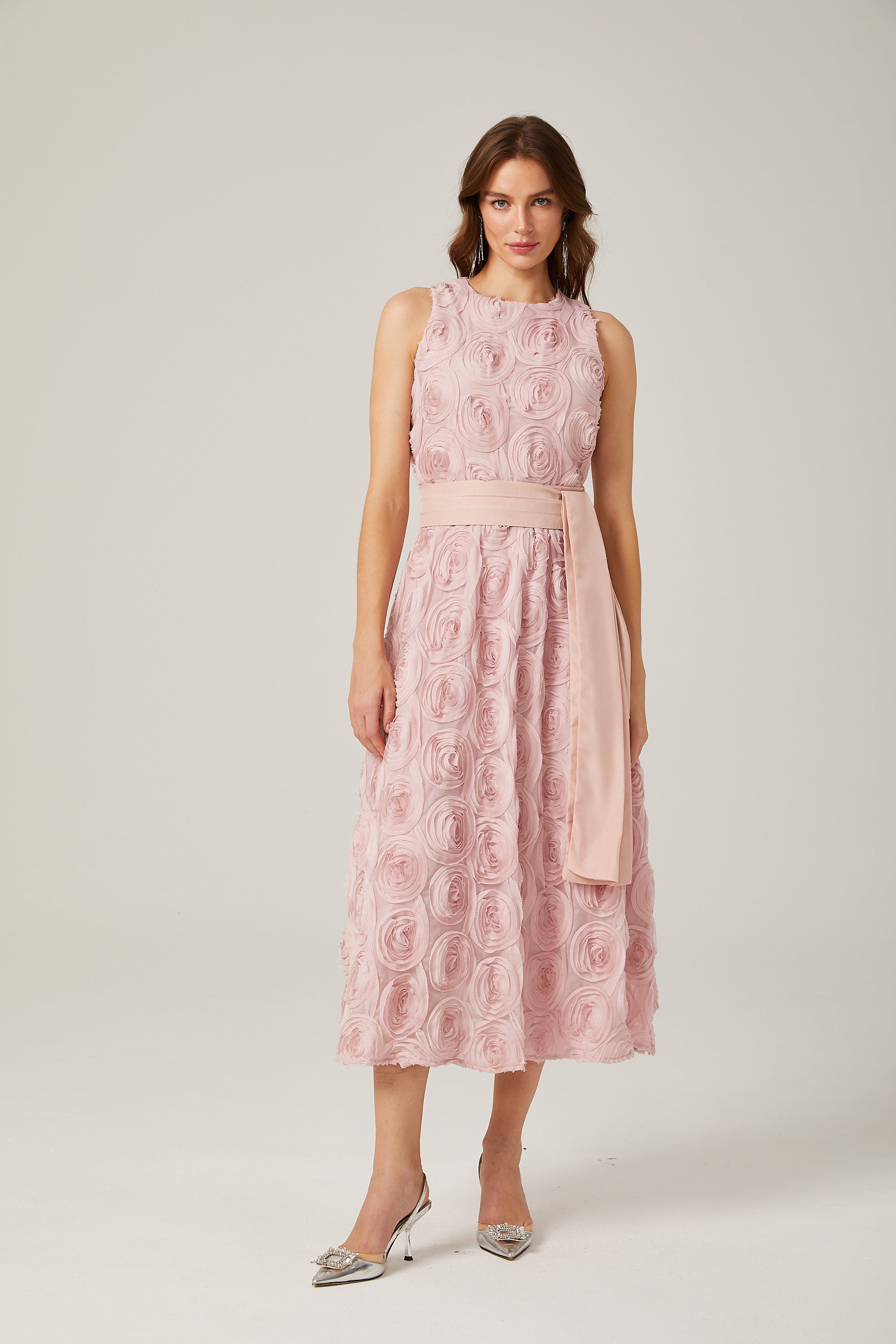 Paulette pink floral tie-waist midi dress (Final Sale-US Only)