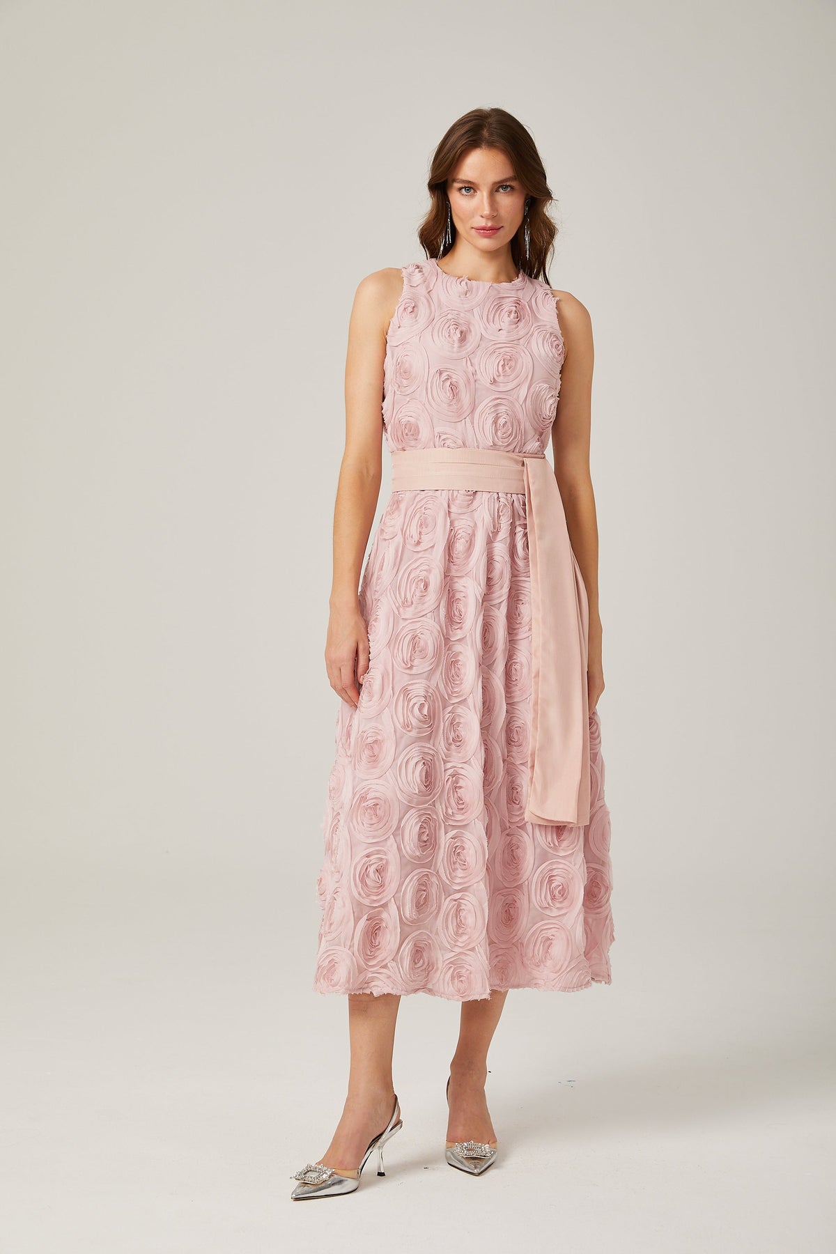 Paulette pink floral tie-waist midi dress (Final Sale-US Only)