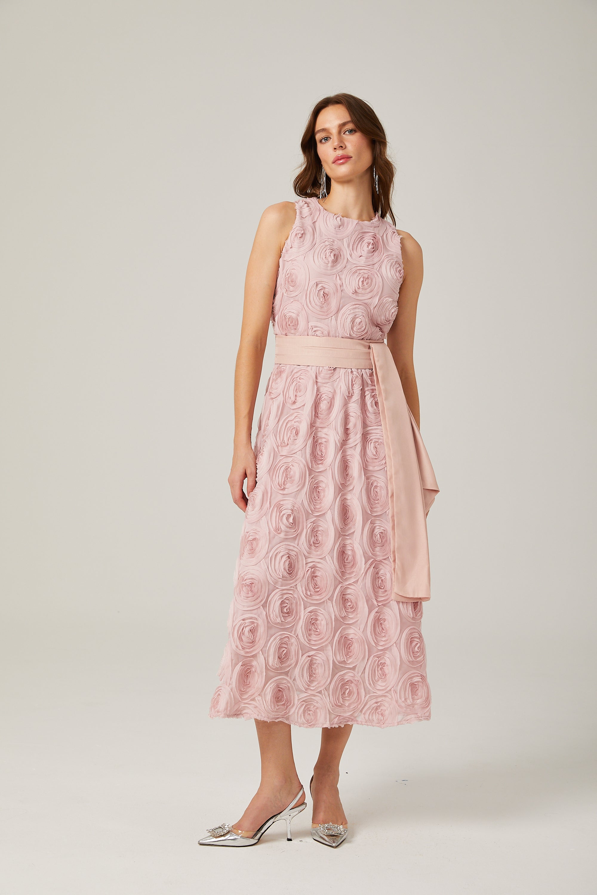 Paulette pink floral tie-waist midi dress (Final Sale-US Only)