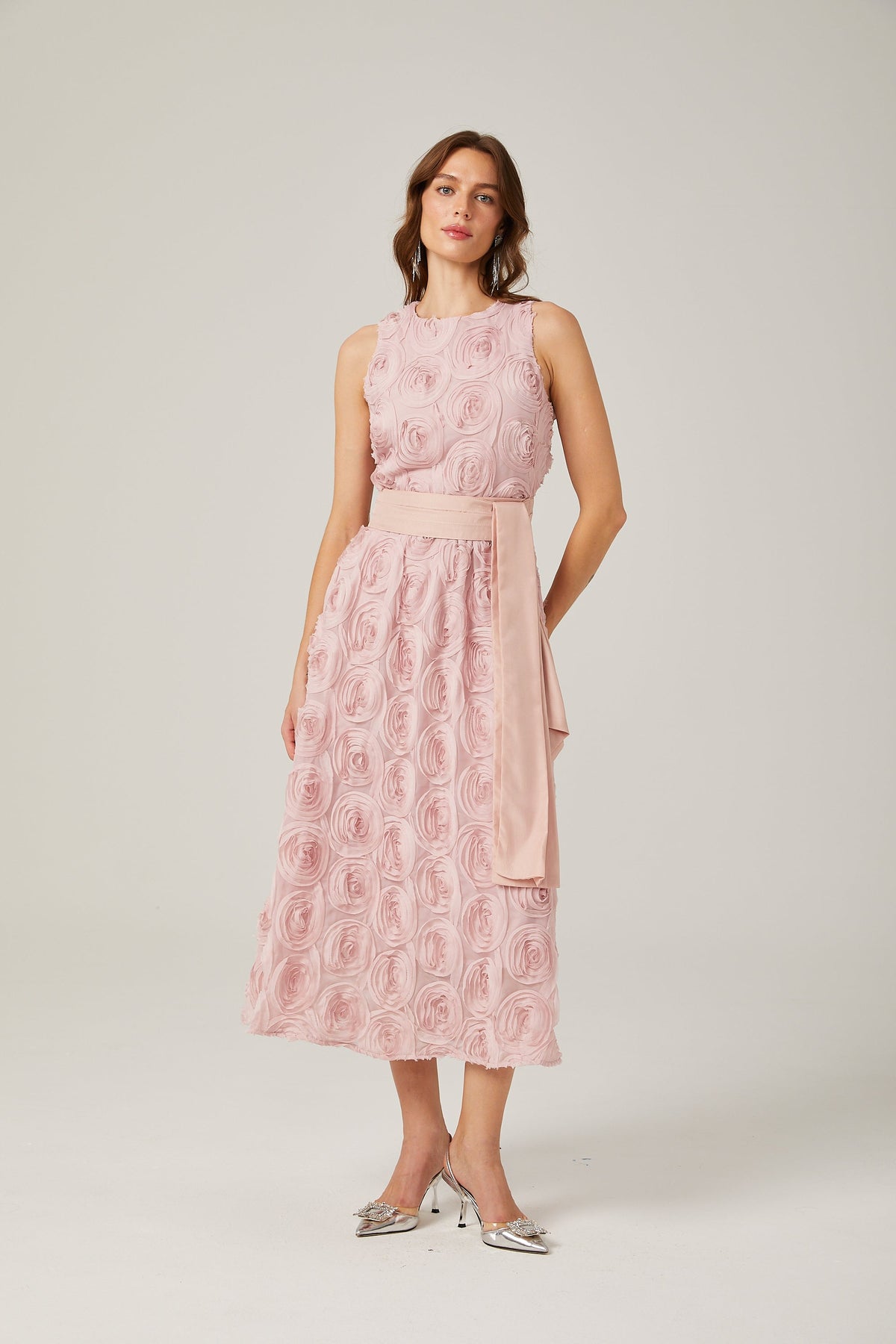 Paulette pink floral tie-waist midi dress (Final Sale-US Only)