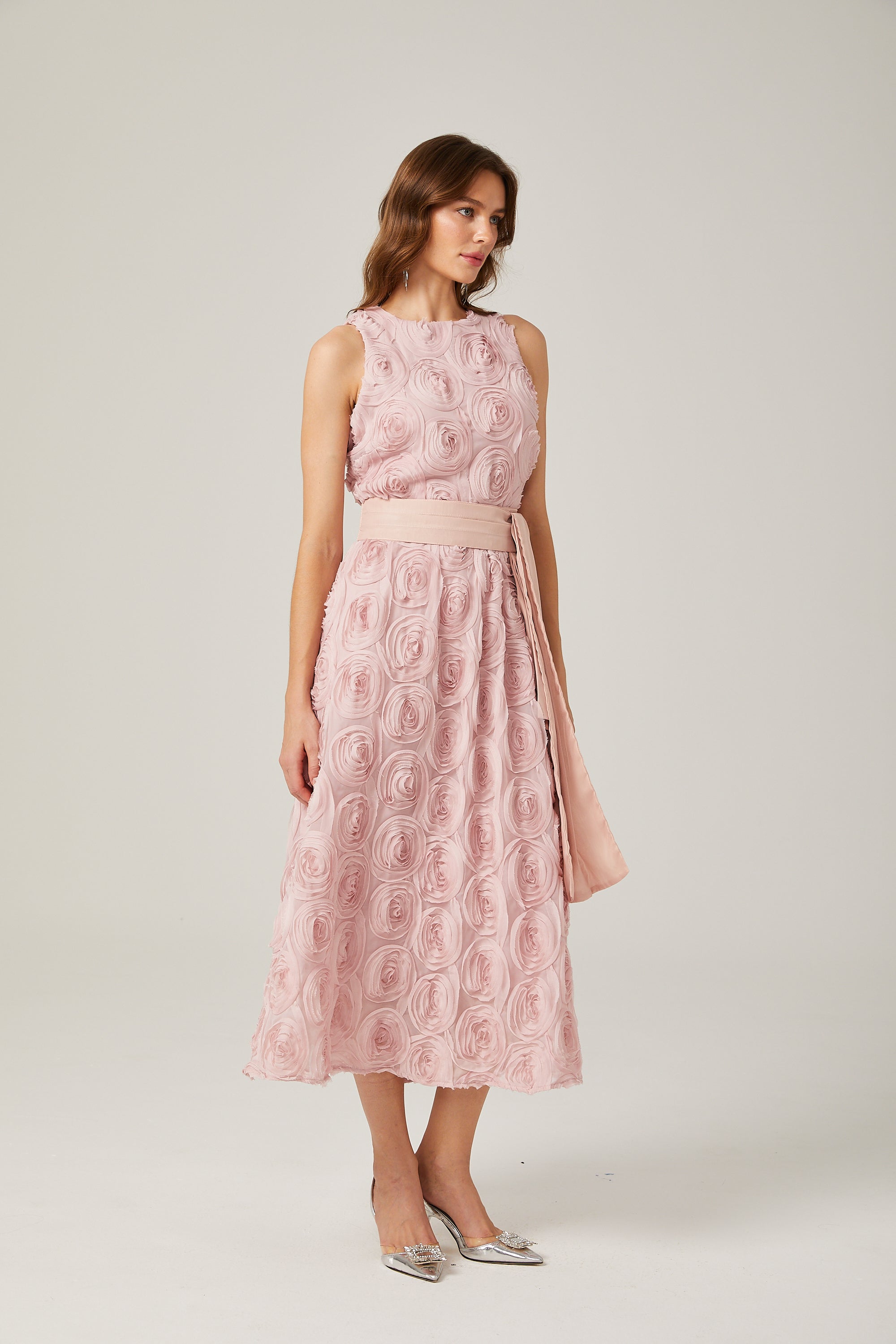 Paulette pink floral tie-waist midi dress (Final Sale-US Only)
