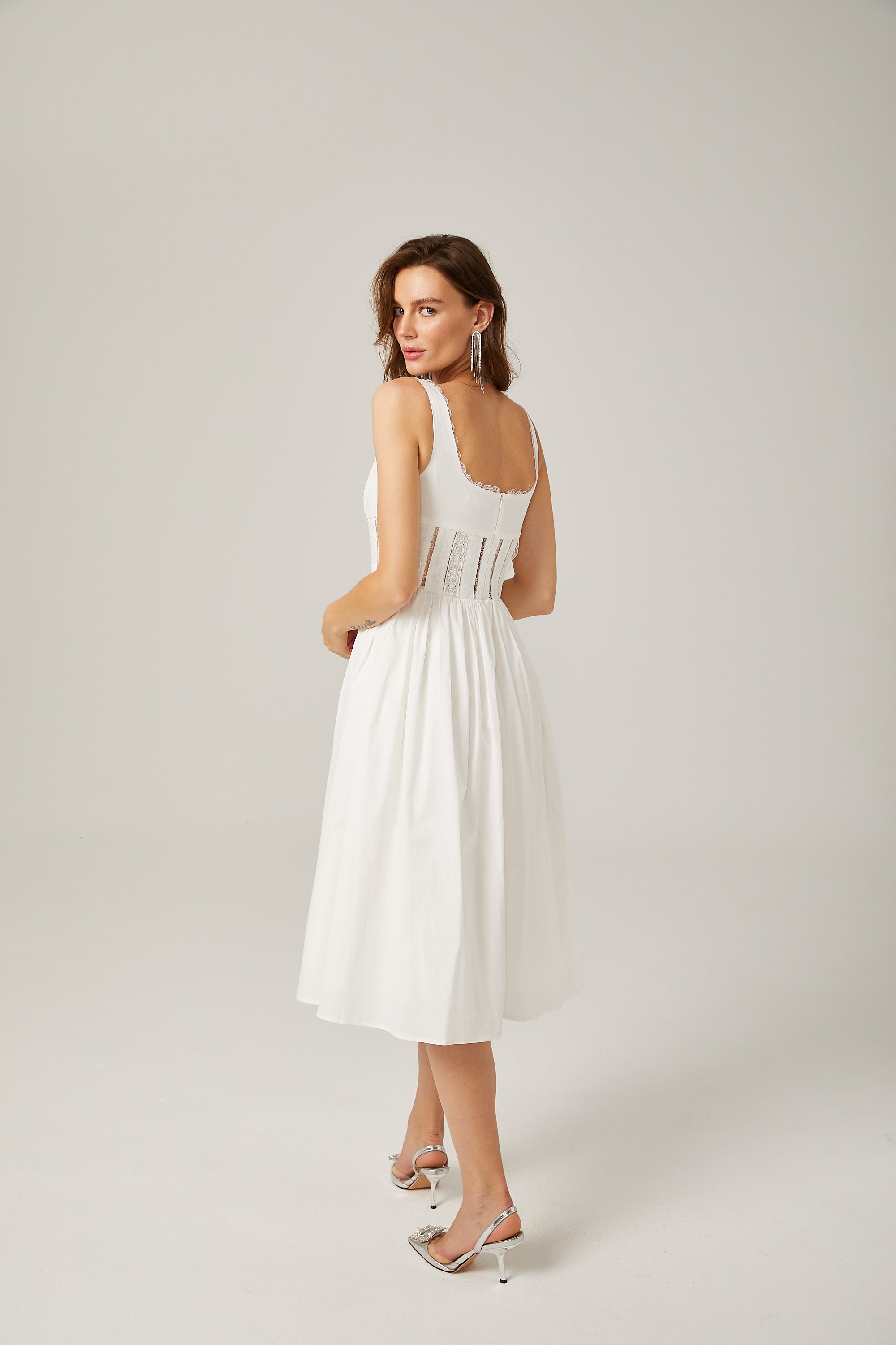 Jeanne white lace cut-out midi dress (Final Sale-US Only)