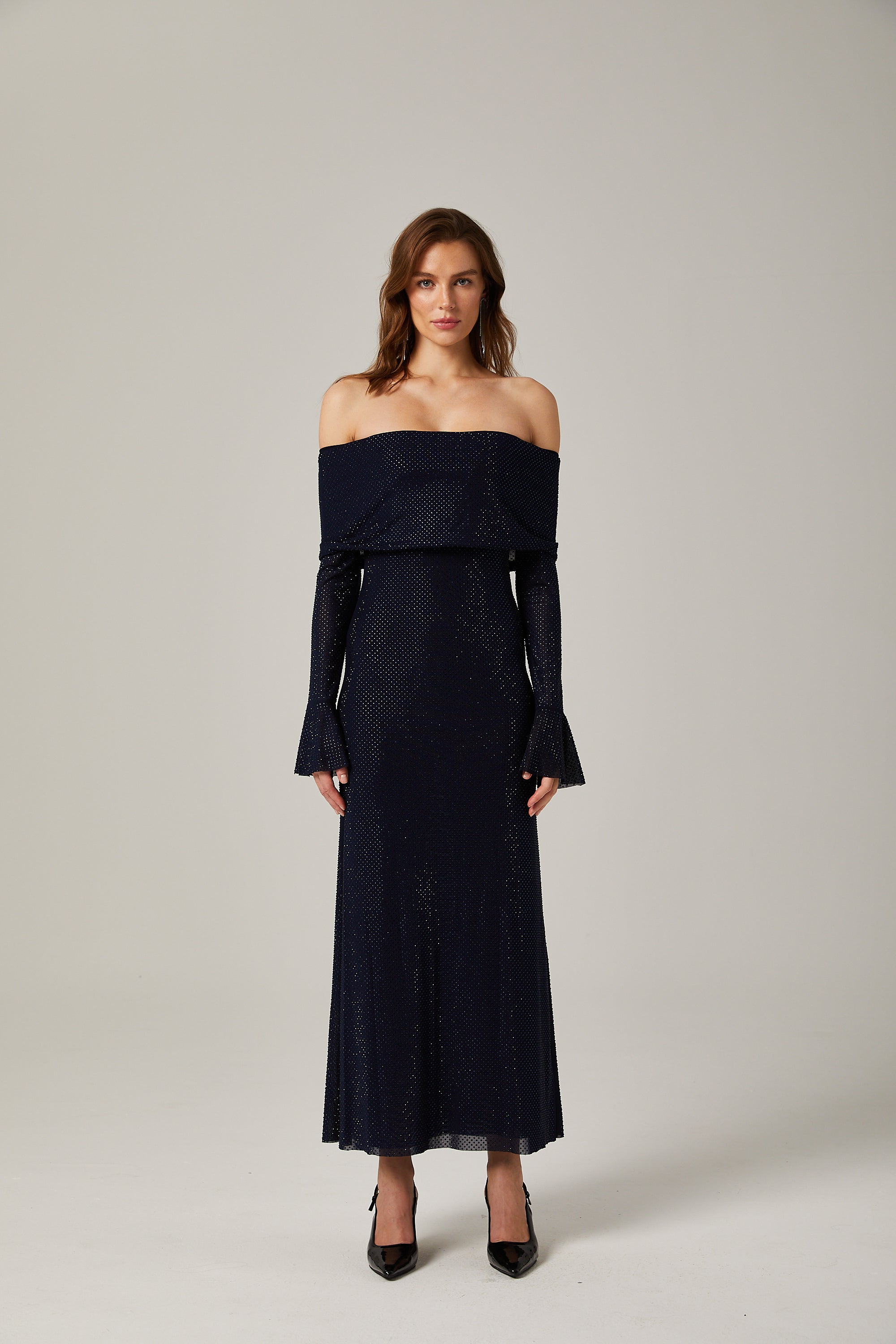 Édith dark-blue embellished maxi dress (US Only)