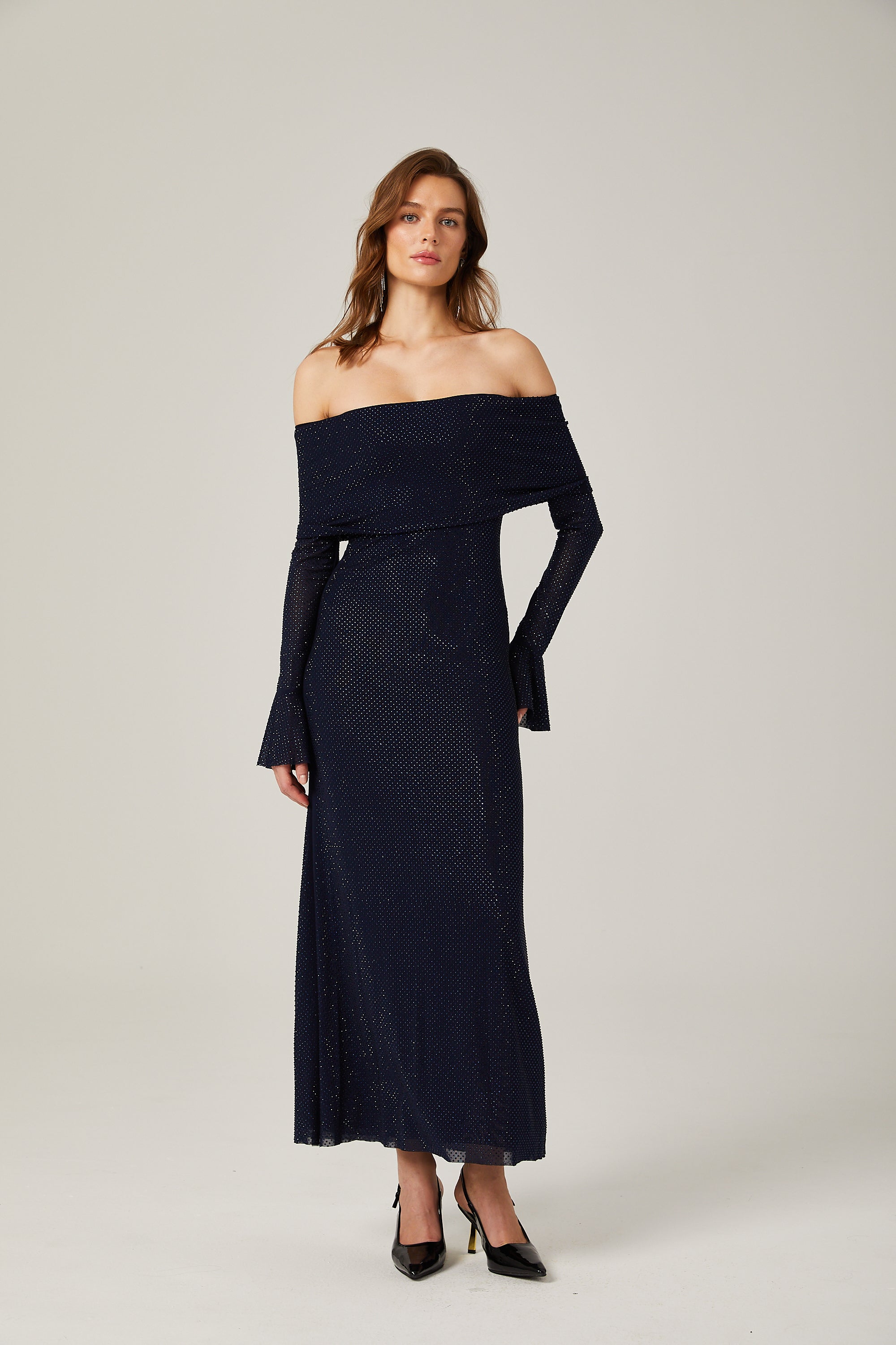 Édith dark-blue embellished maxi dress (US Only)