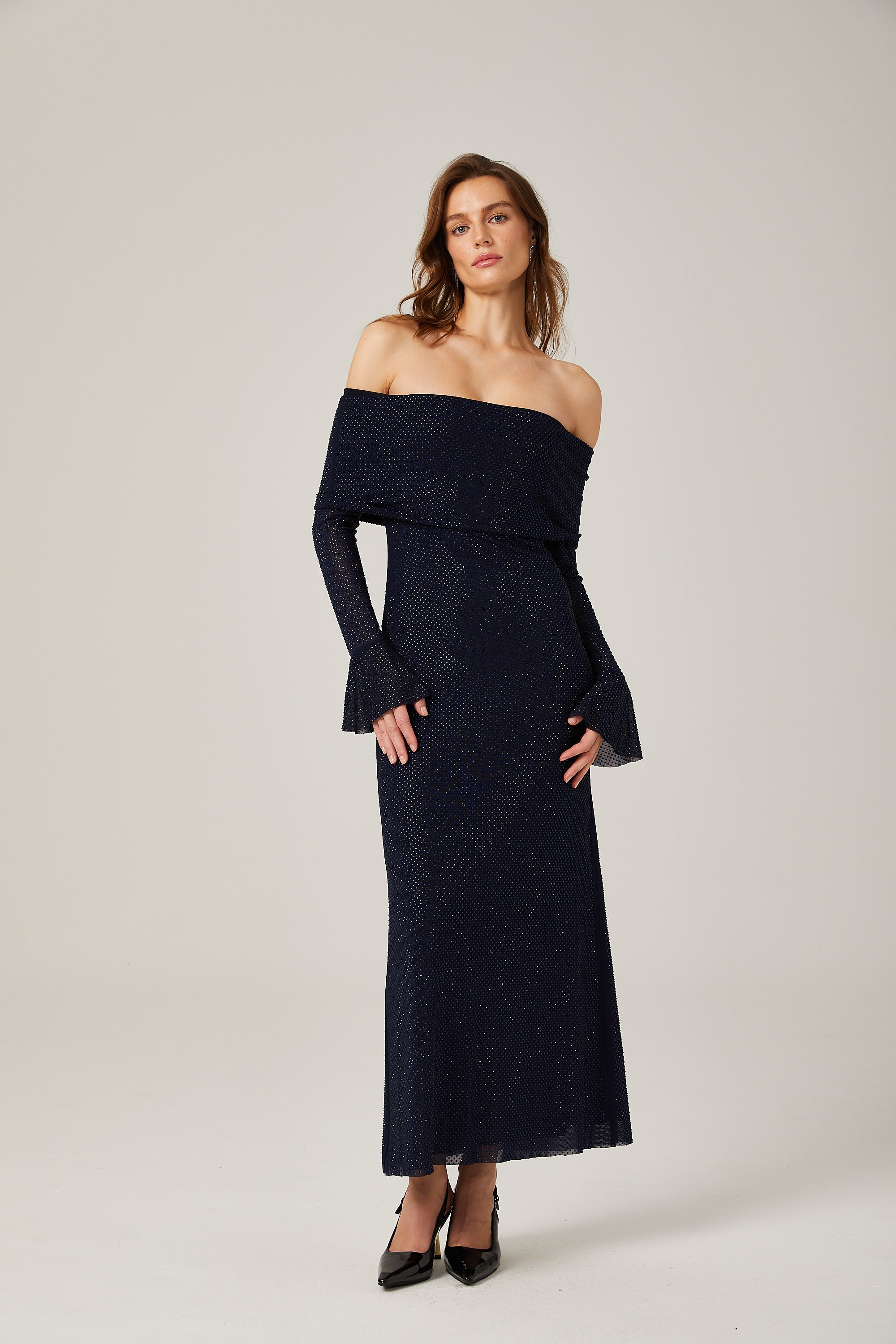 Édith dark-blue embellished maxi dress (US Only)