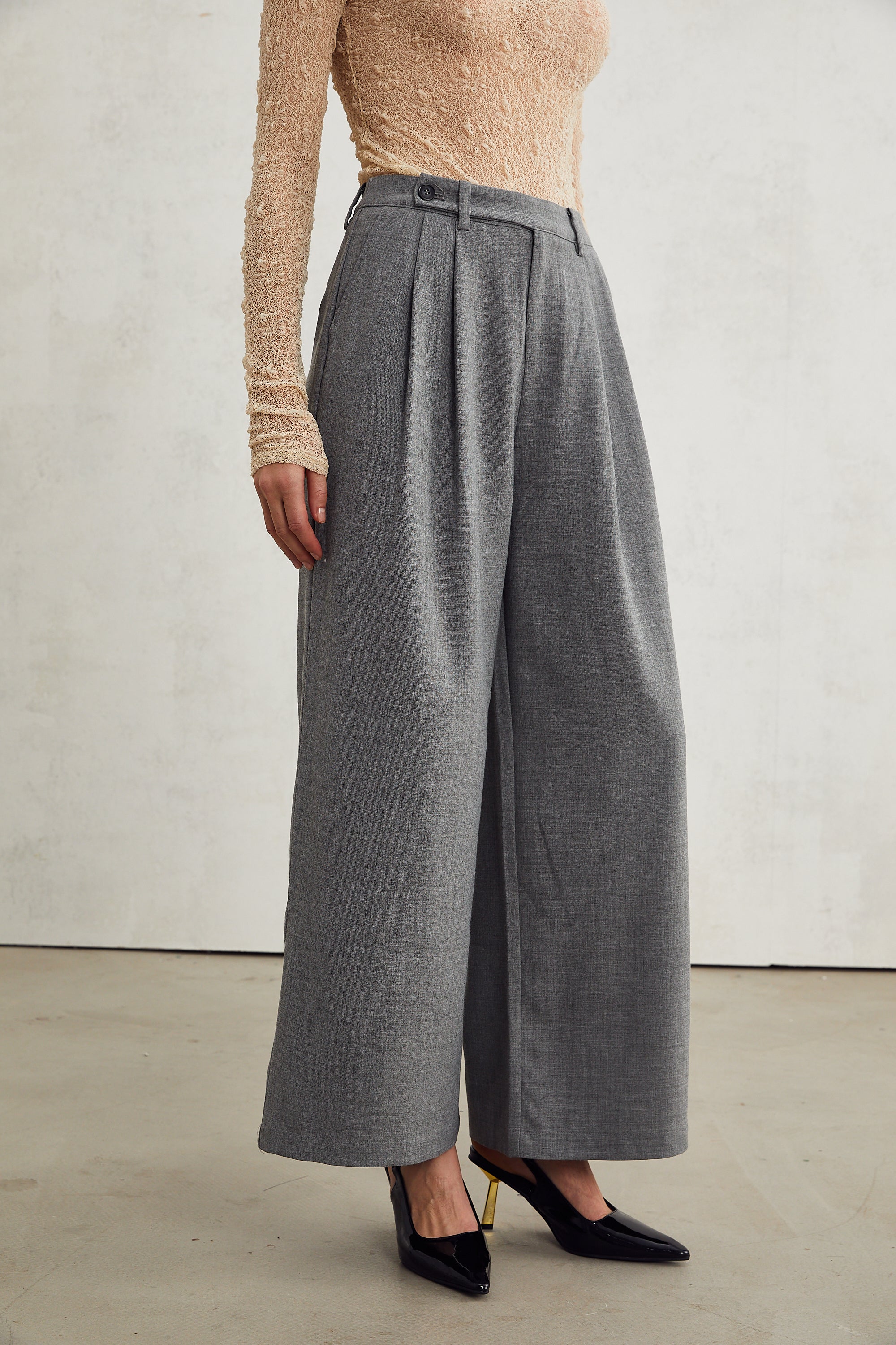 Lucienne grey straight-leg trousers (US Only)