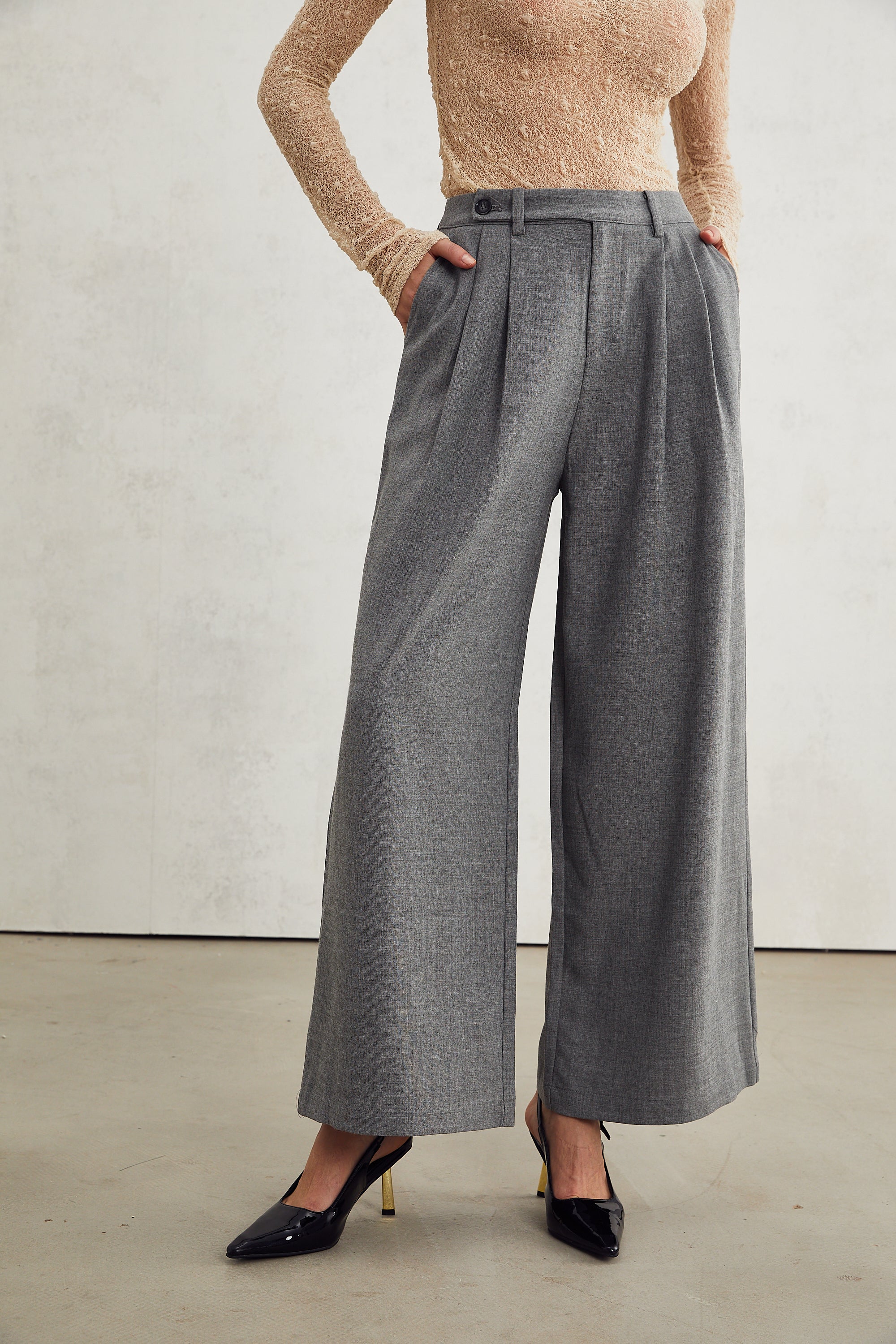 Lucienne grey straight-leg trousers (US Only)