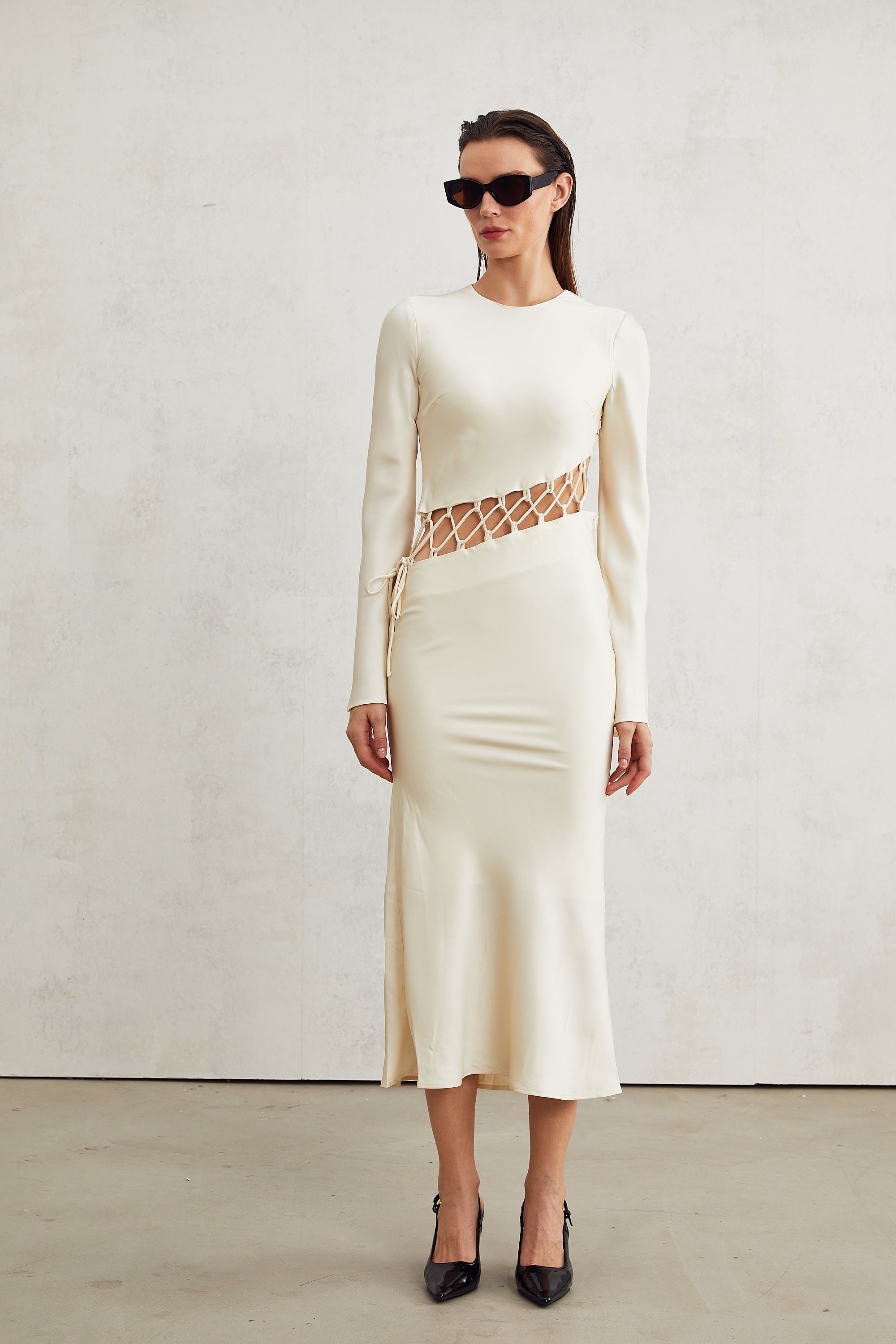 Constance weave cut-out midi dress (US Only)